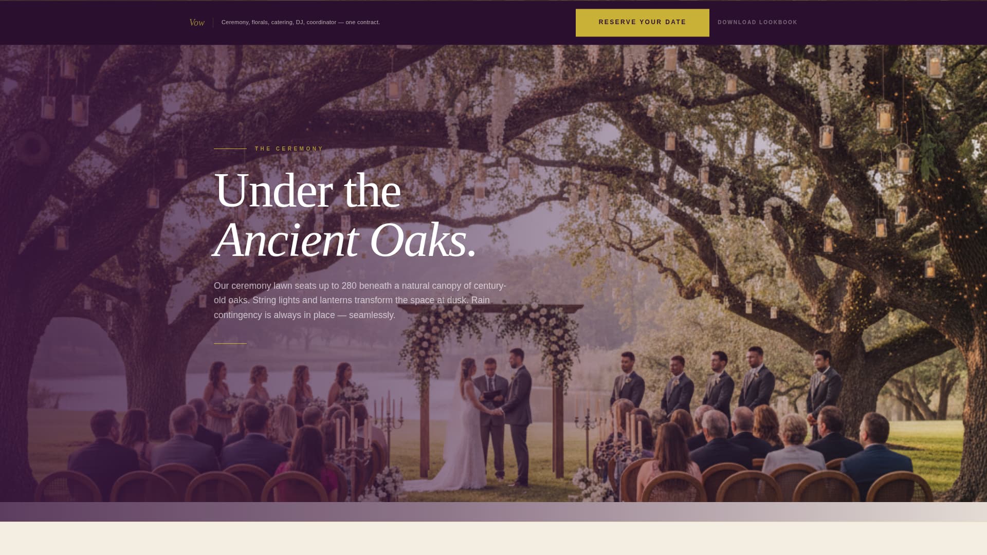 Vow - Luxe Weddingvenue Landing Page Template