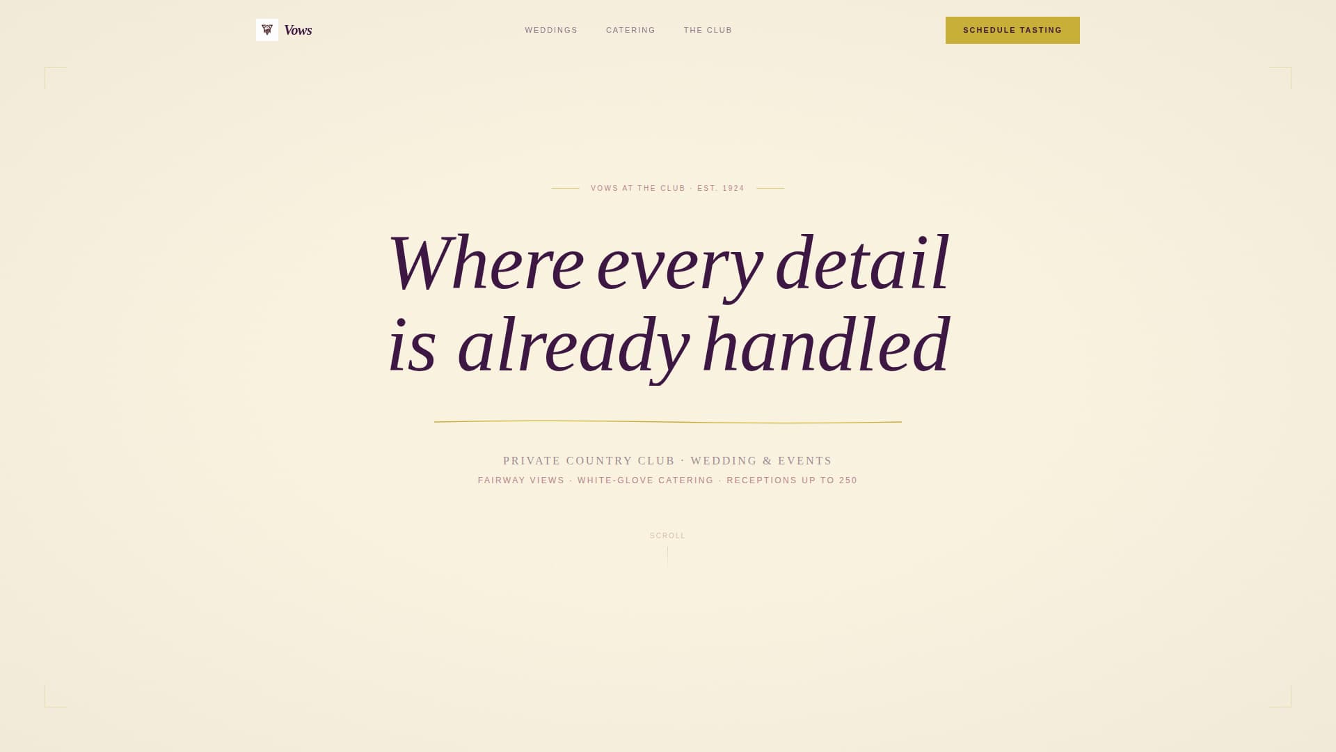 Vows - Elegant Weddingvenue Landing Page Template