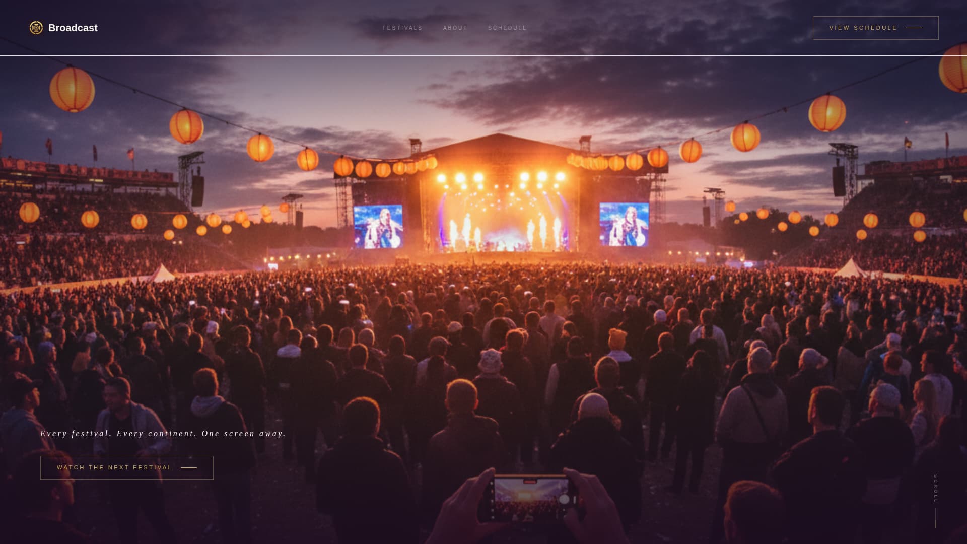 Broadcast - Cinematic Festival Landing Page Template