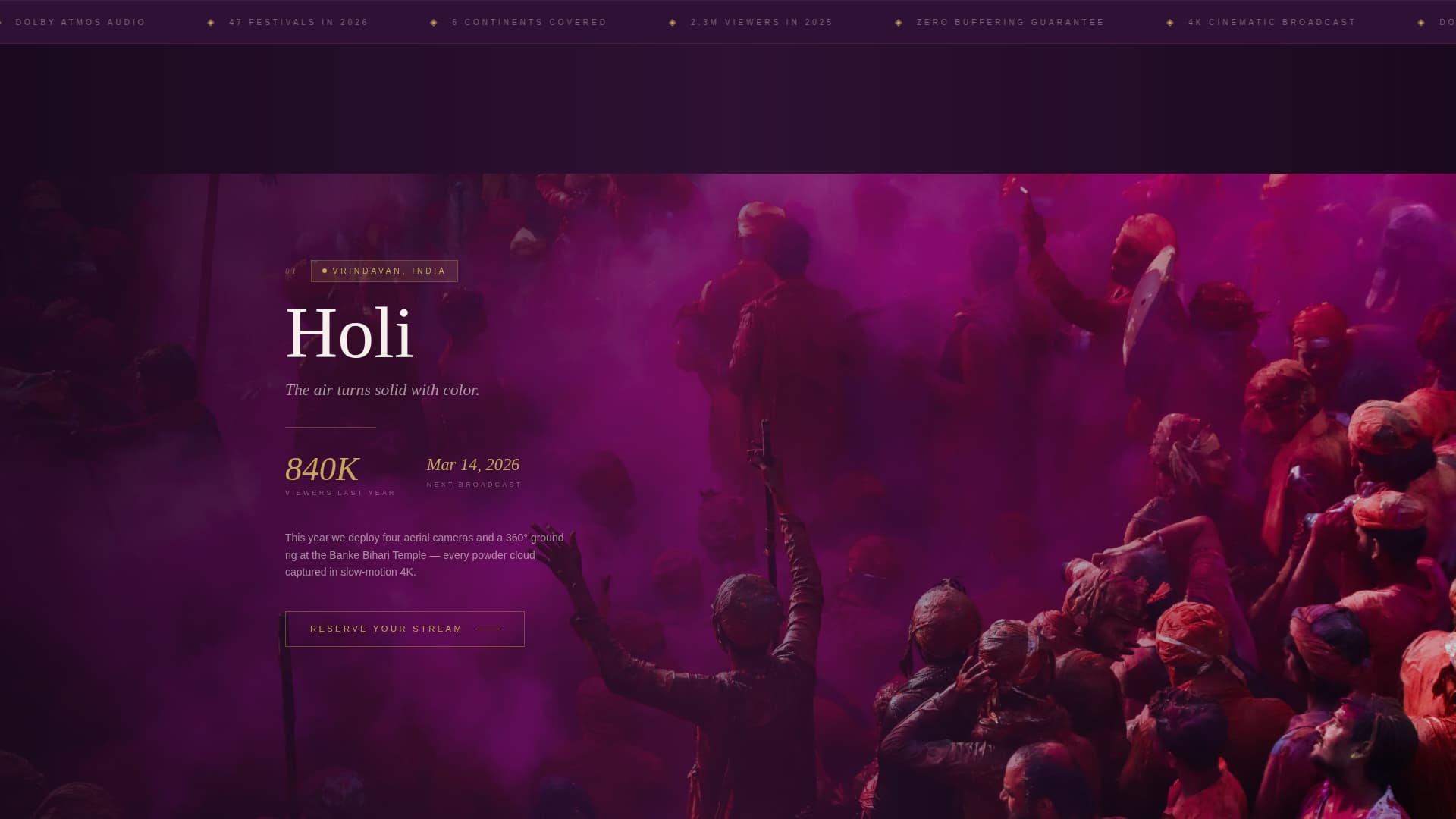 Broadcast - Cinematic Festival Landing Page Template