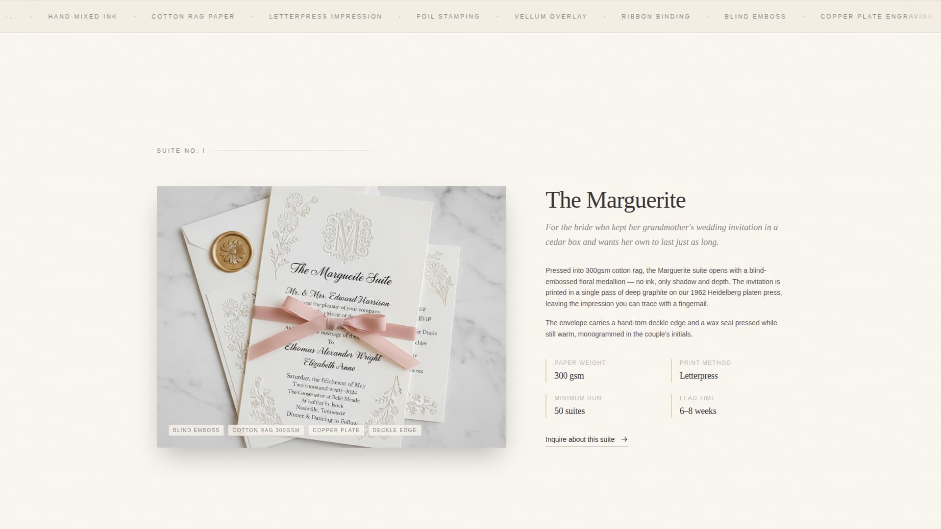 Vellum - Heirloom Wedding Landing Page Template