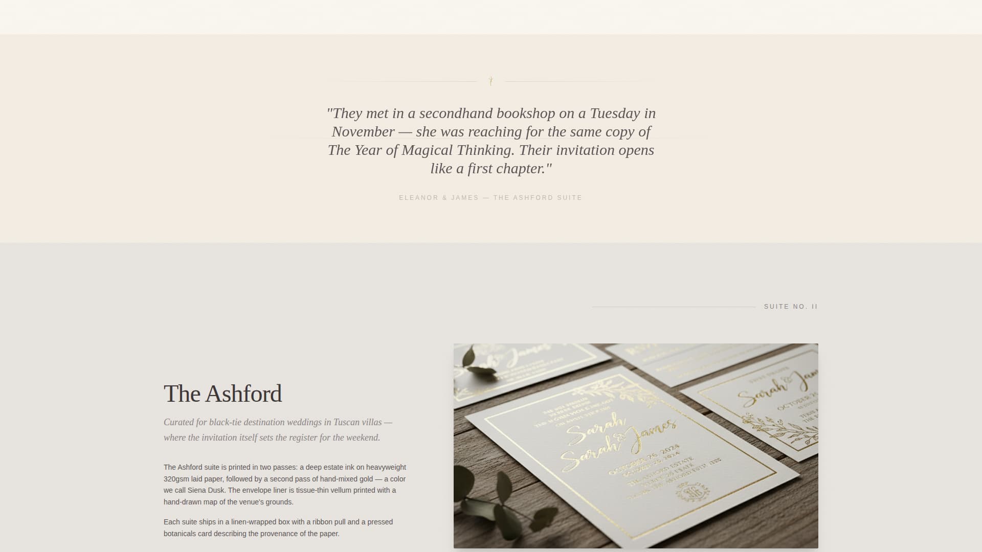 Vellum - Heirloom Wedding Landing Page Template
