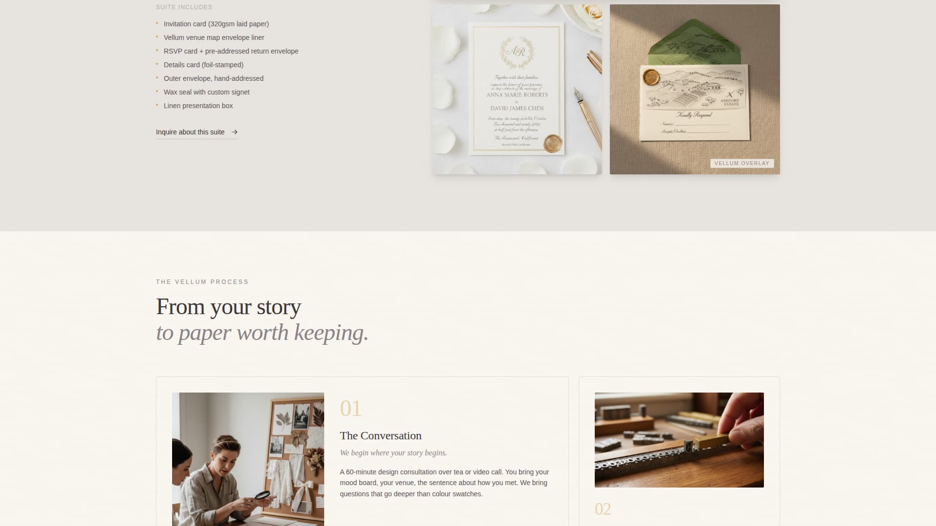 Vellum - Heirloom Wedding Landing Page Template