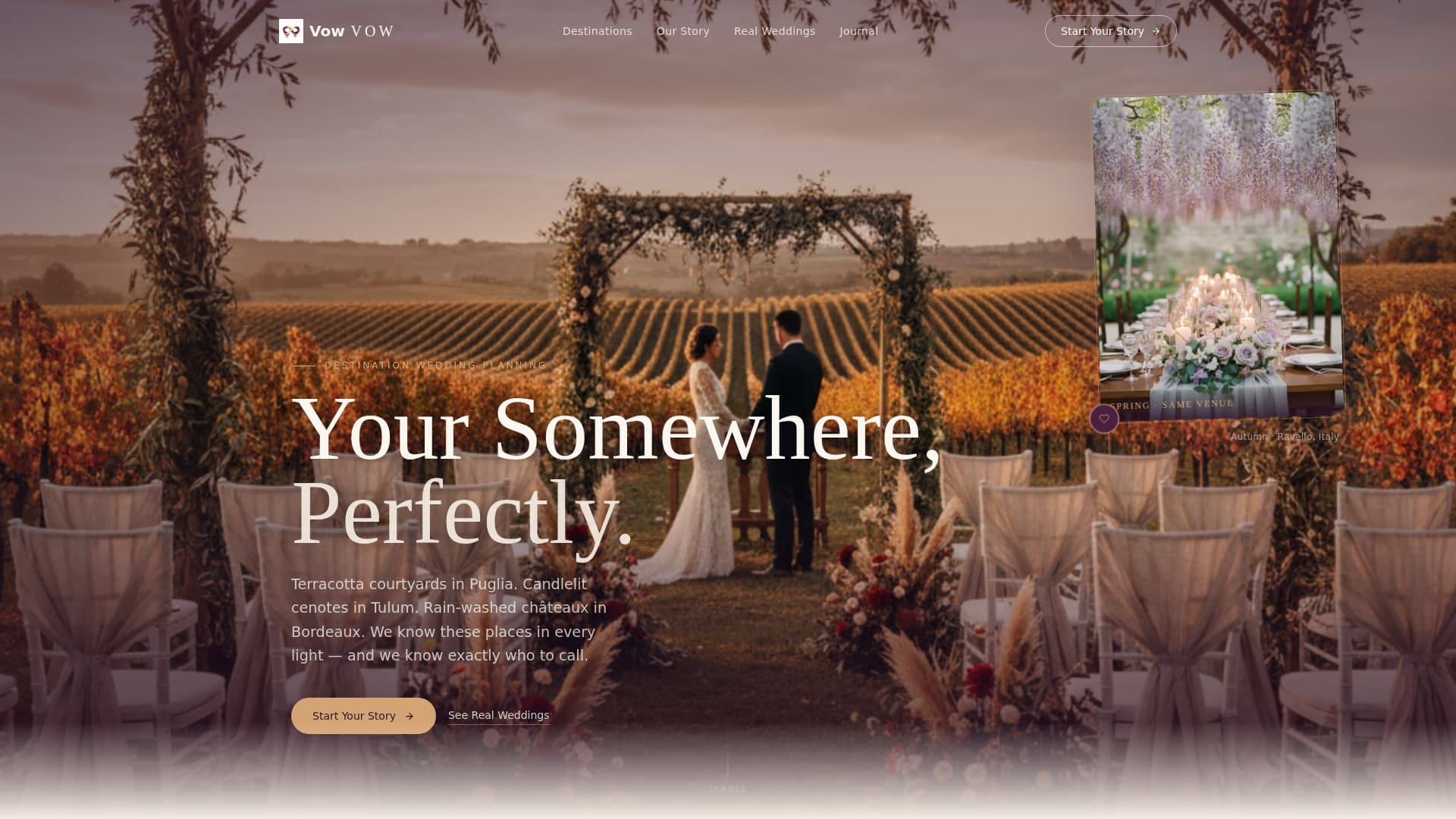 Vow - Elegant Destination Landing Page Template