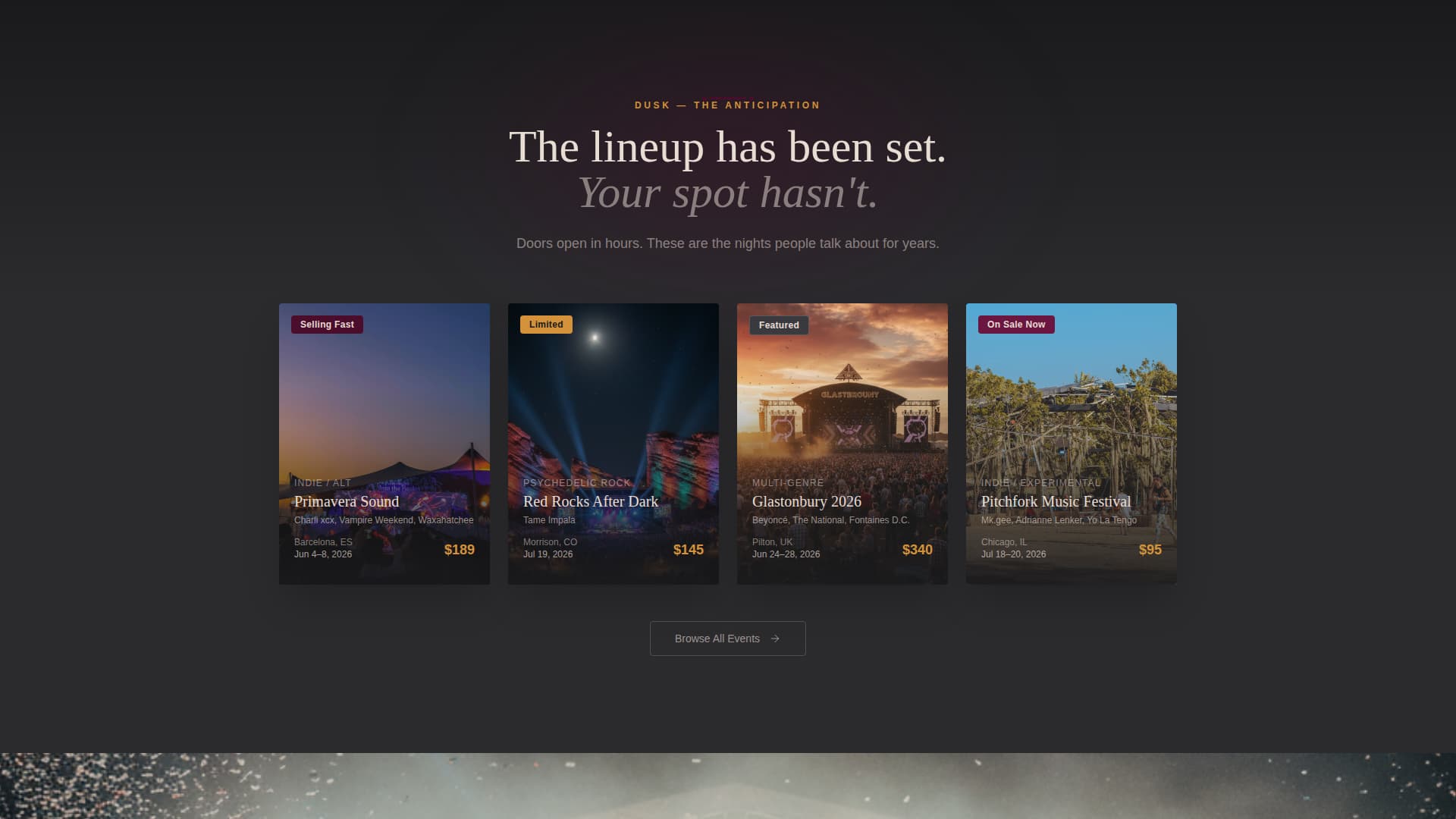 Encore - Immersive Ticketing Landing Page Template