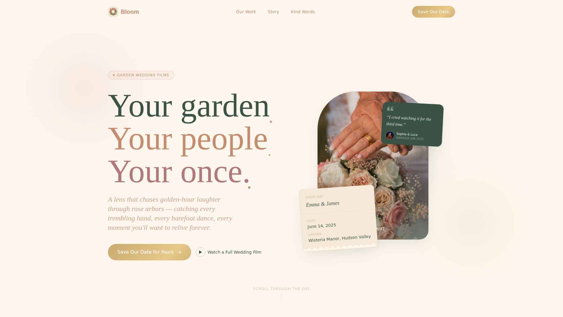 Bloom - Enchanting Videographer Landing Page Template