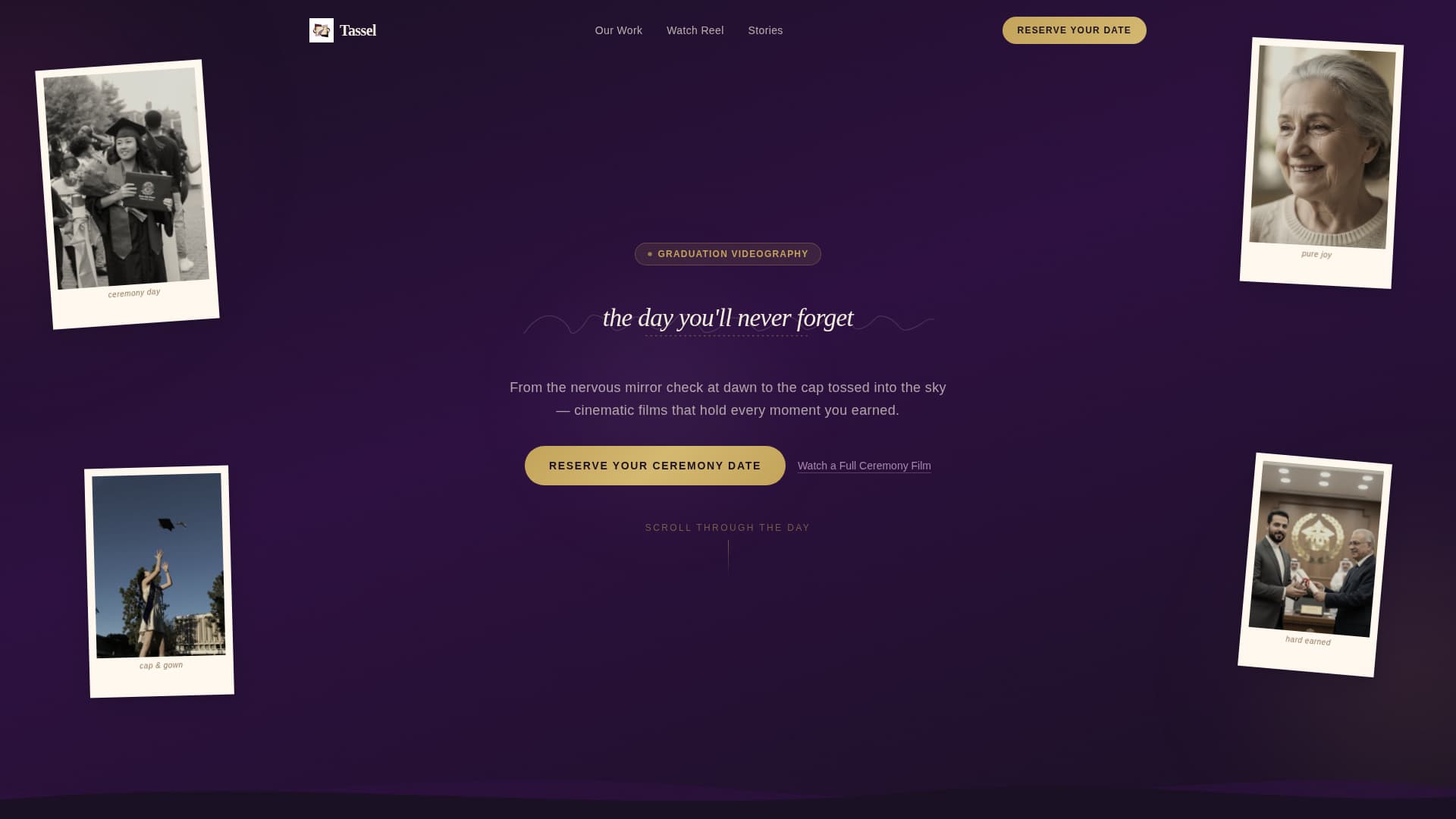 Tassel - Cinematic Graduation Landing Page Template