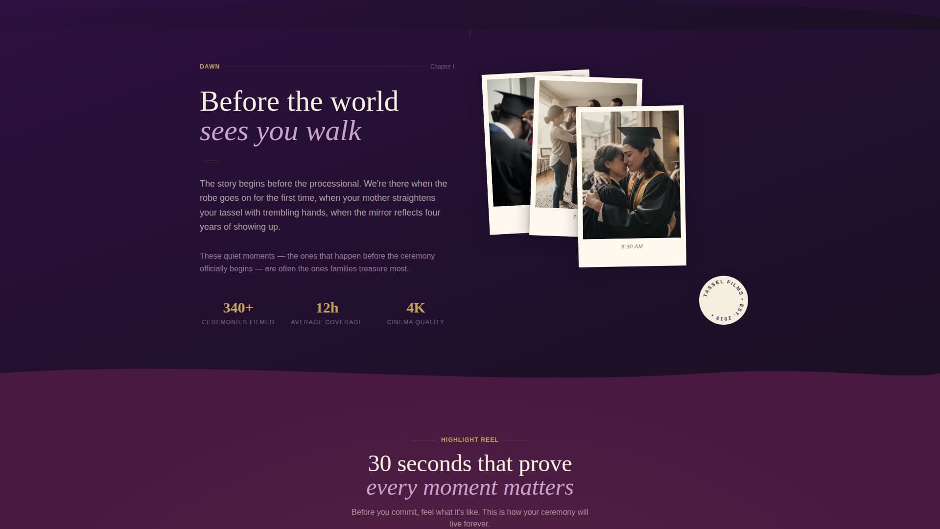 Tassel - Cinematic Graduation Landing Page Template