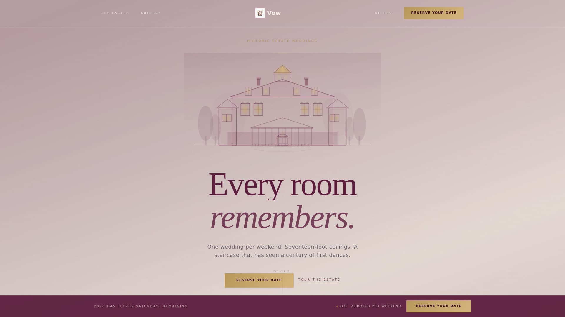 Vow - Enchanting Venue Landing Page Template