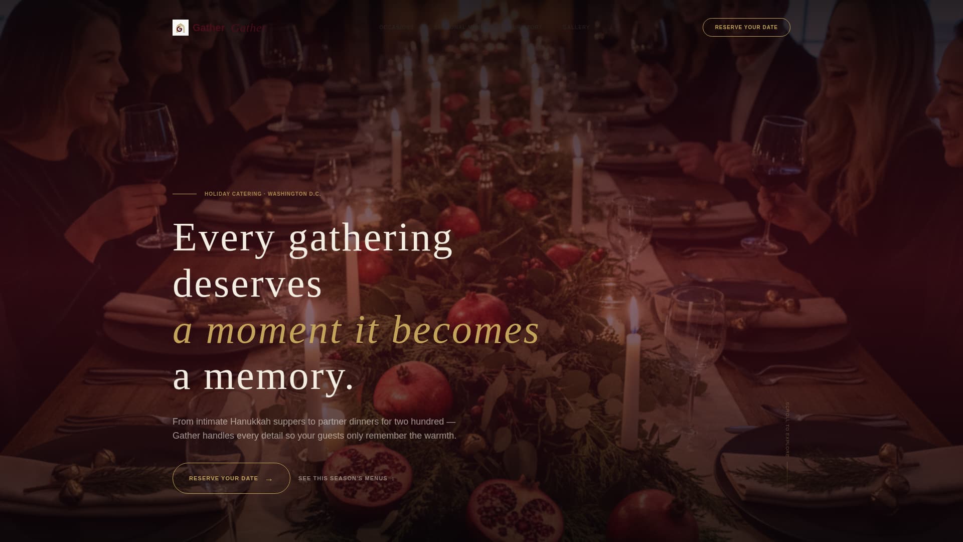 Gather - Luxe Holidaycatering Landing Page Template