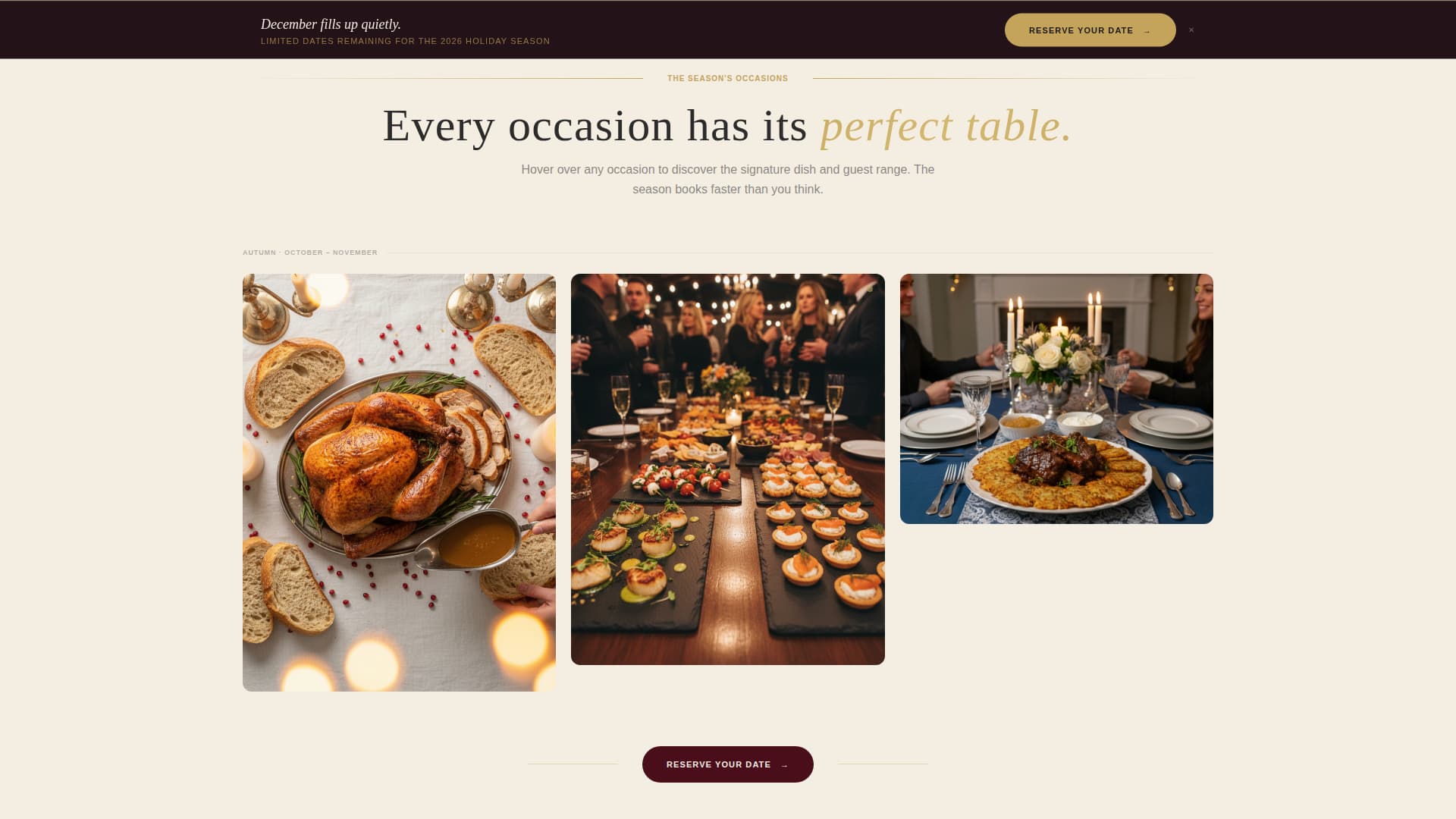 Gather - Luxe Holidaycatering Landing Page Template