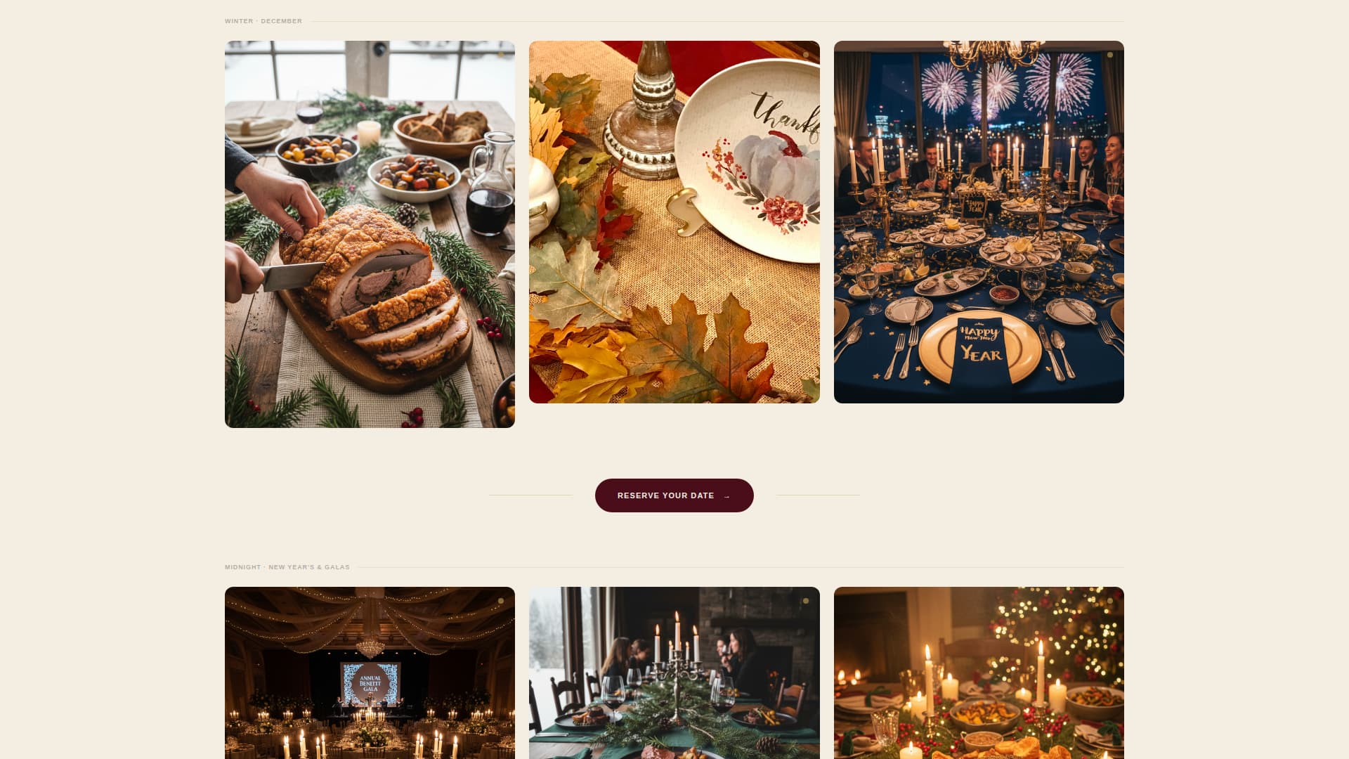 Gather - Luxe Holidaycatering Landing Page Template