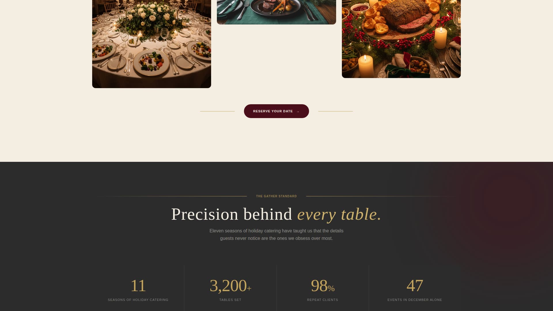 Gather - Luxe Holidaycatering Landing Page Template
