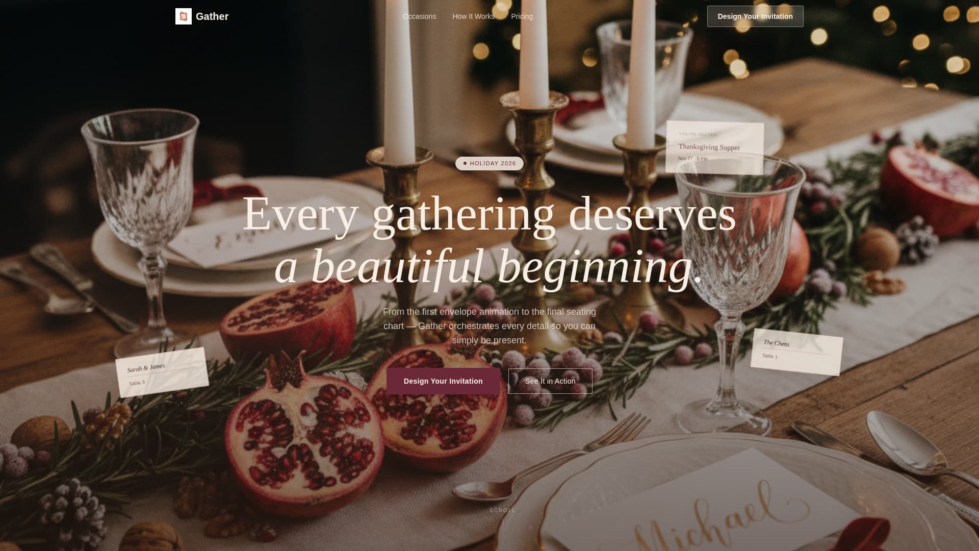 Gather - Elegant Holiday Landing Page Template