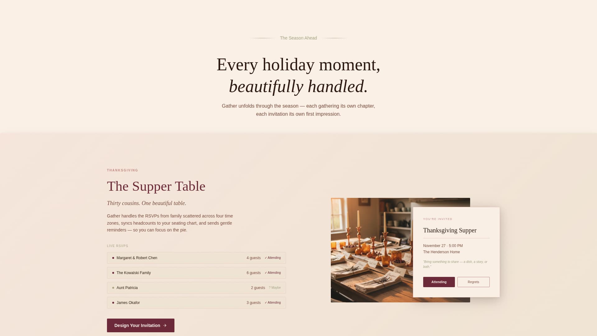Gather - Elegant Holiday Landing Page Template