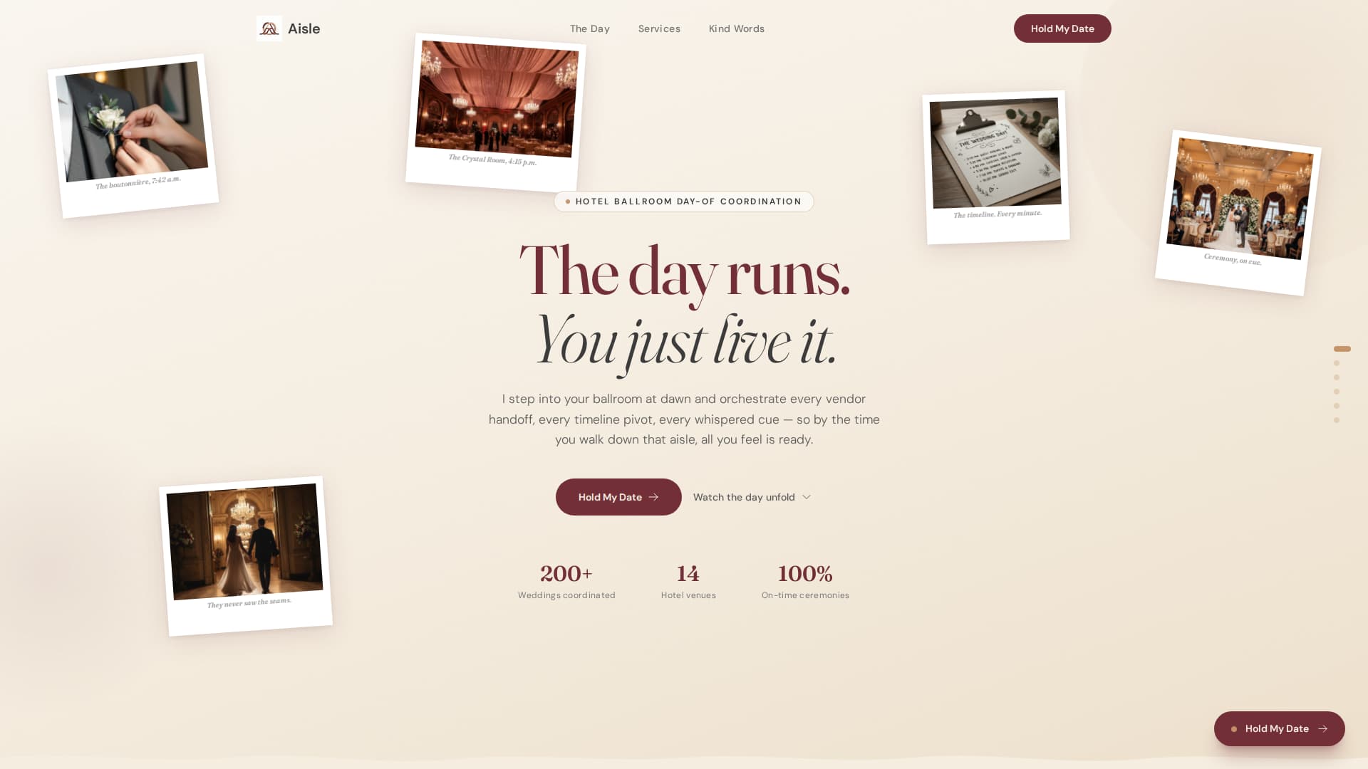 Aisle - Elegant Coordinator Landing Page Template Template | Build ...