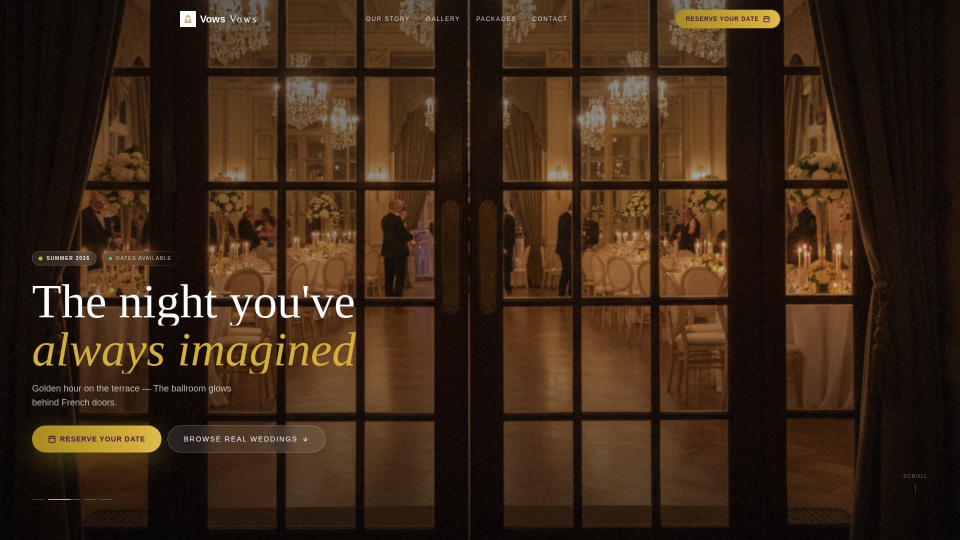 Vows - Enchanting Ballroom Landing Page Template