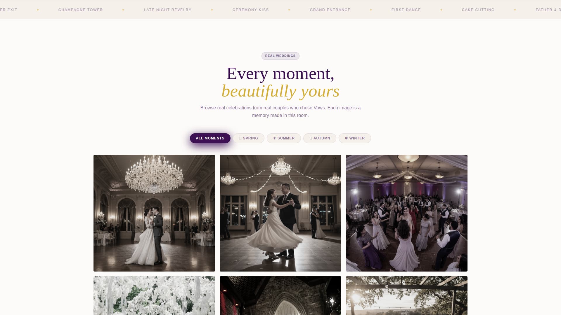 Vows - Enchanting Ballroom Landing Page Template