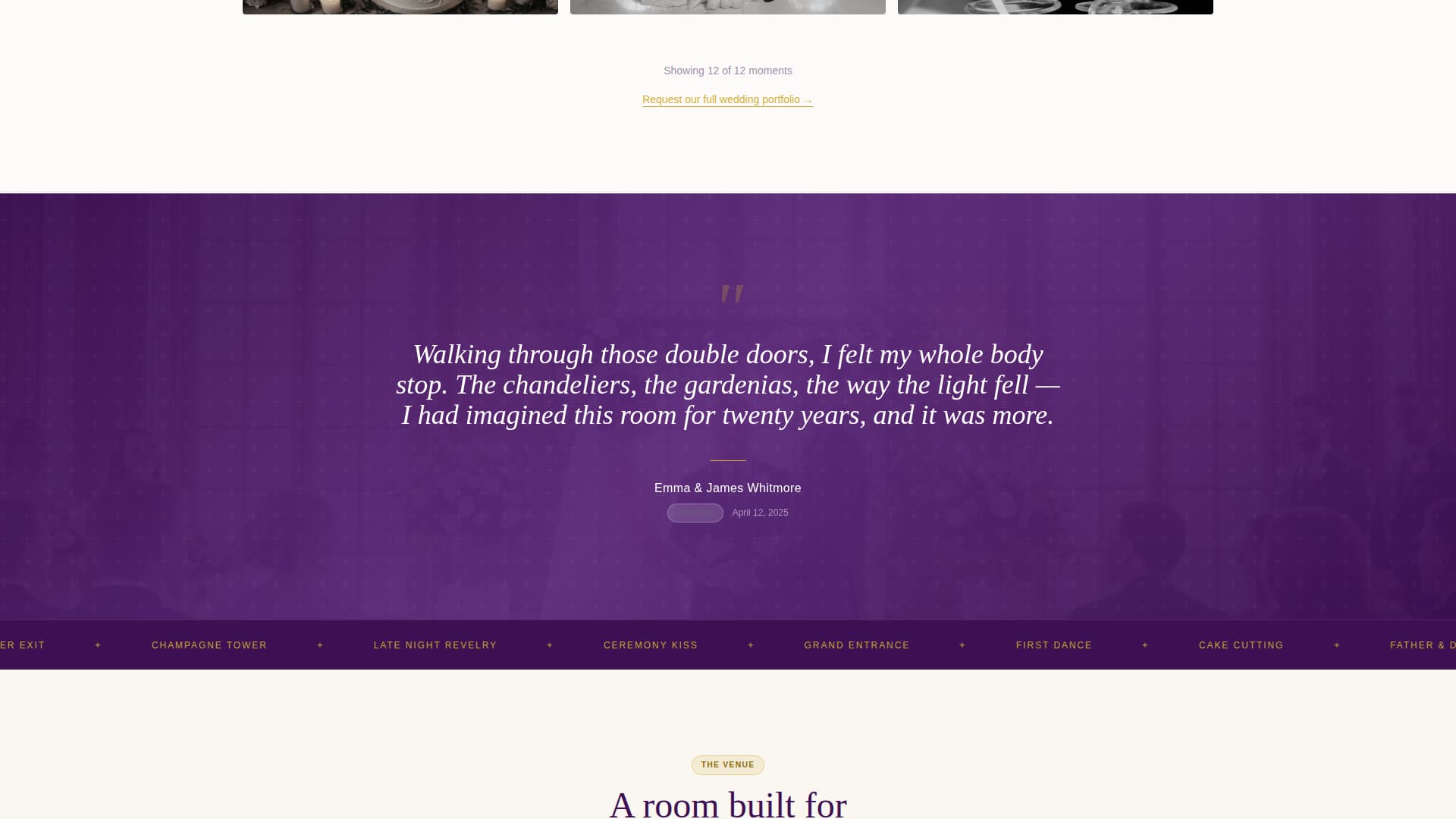 Vows - Enchanting Ballroom Landing Page Template