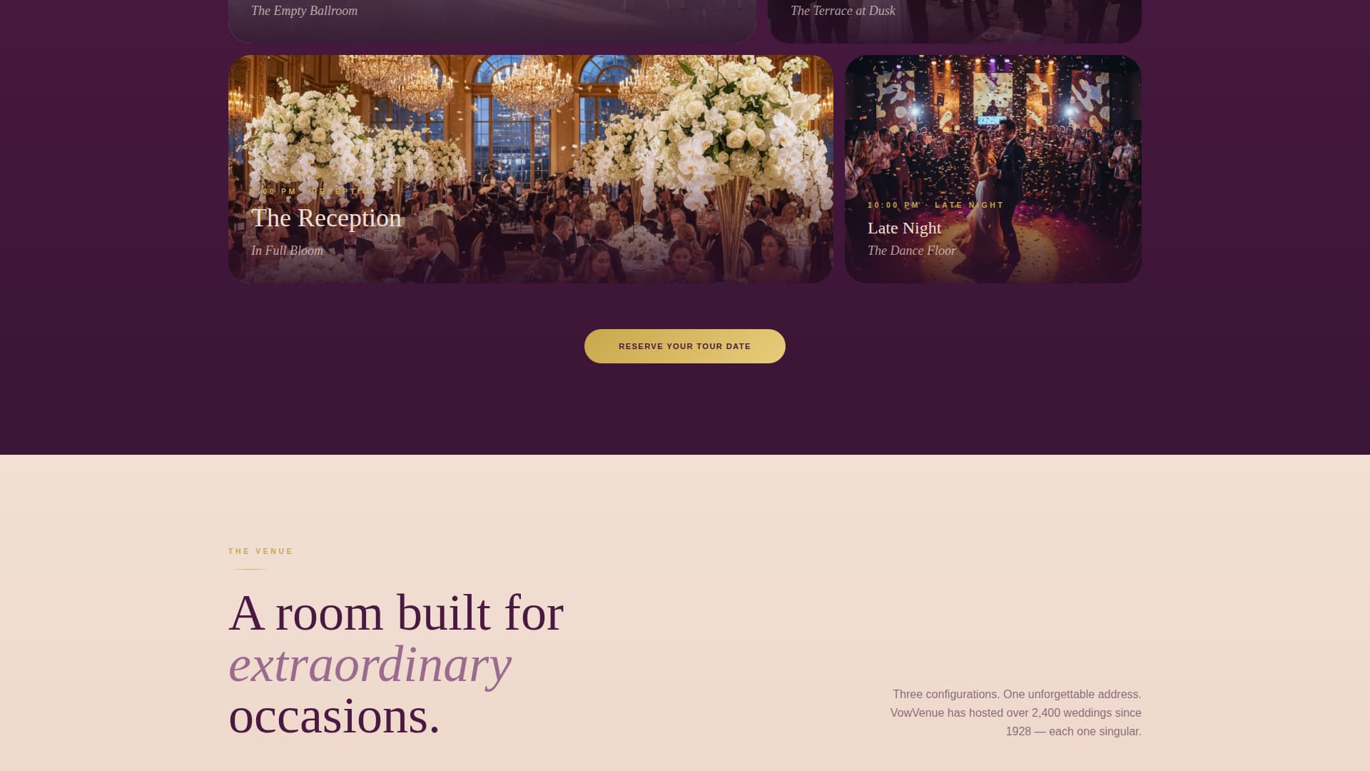 Vow - Elegant Ballroom Landing Page Template
