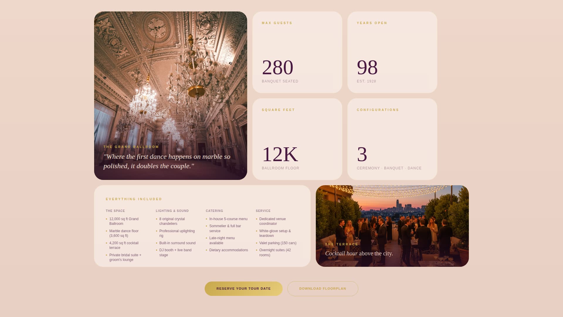 Vow - Elegant Ballroom Landing Page Template