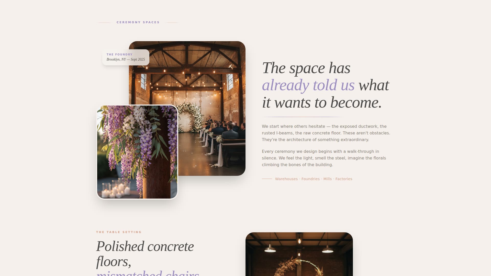 Industrial Chic Wedding Specialist Professional Website Template