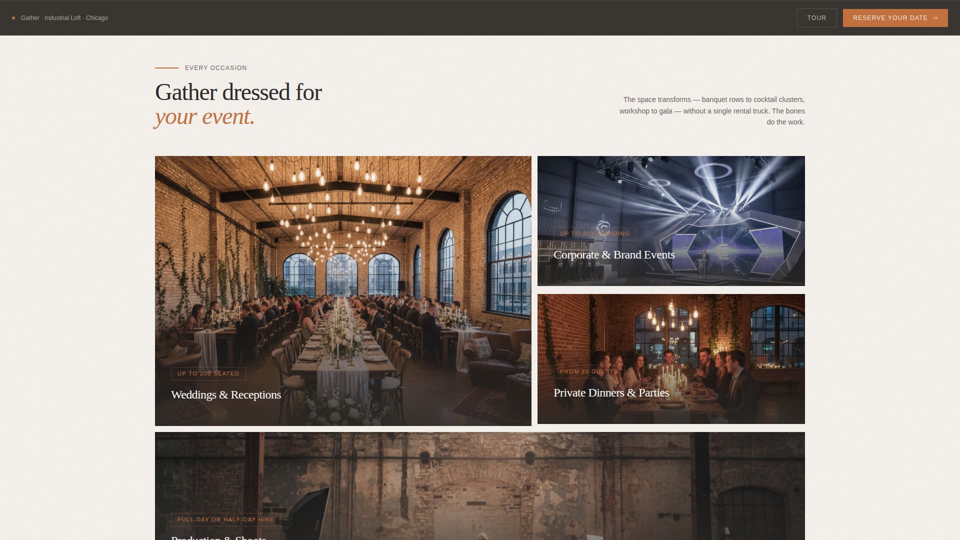 Gather - Stunning Venue Landing Page Template