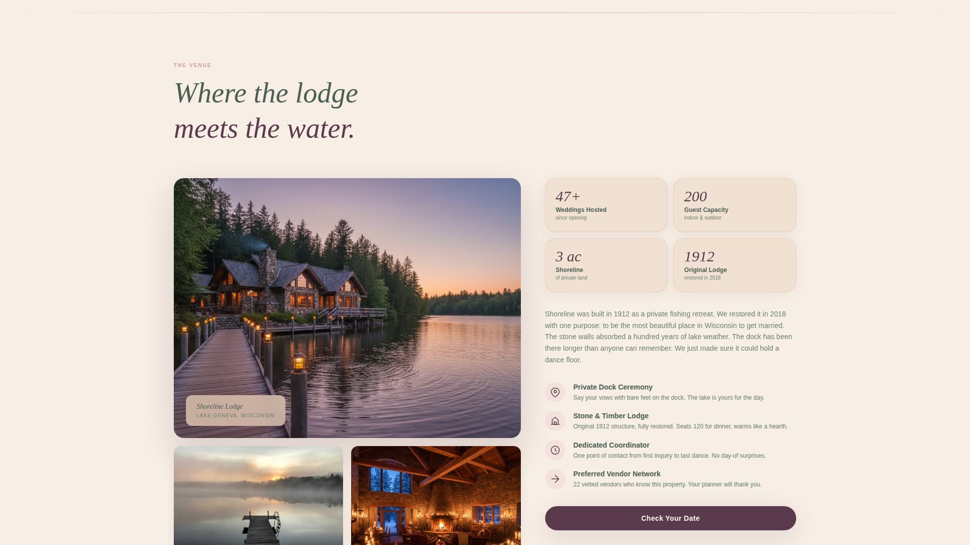 Shoreline - Enchanting Venue Landing Page Template