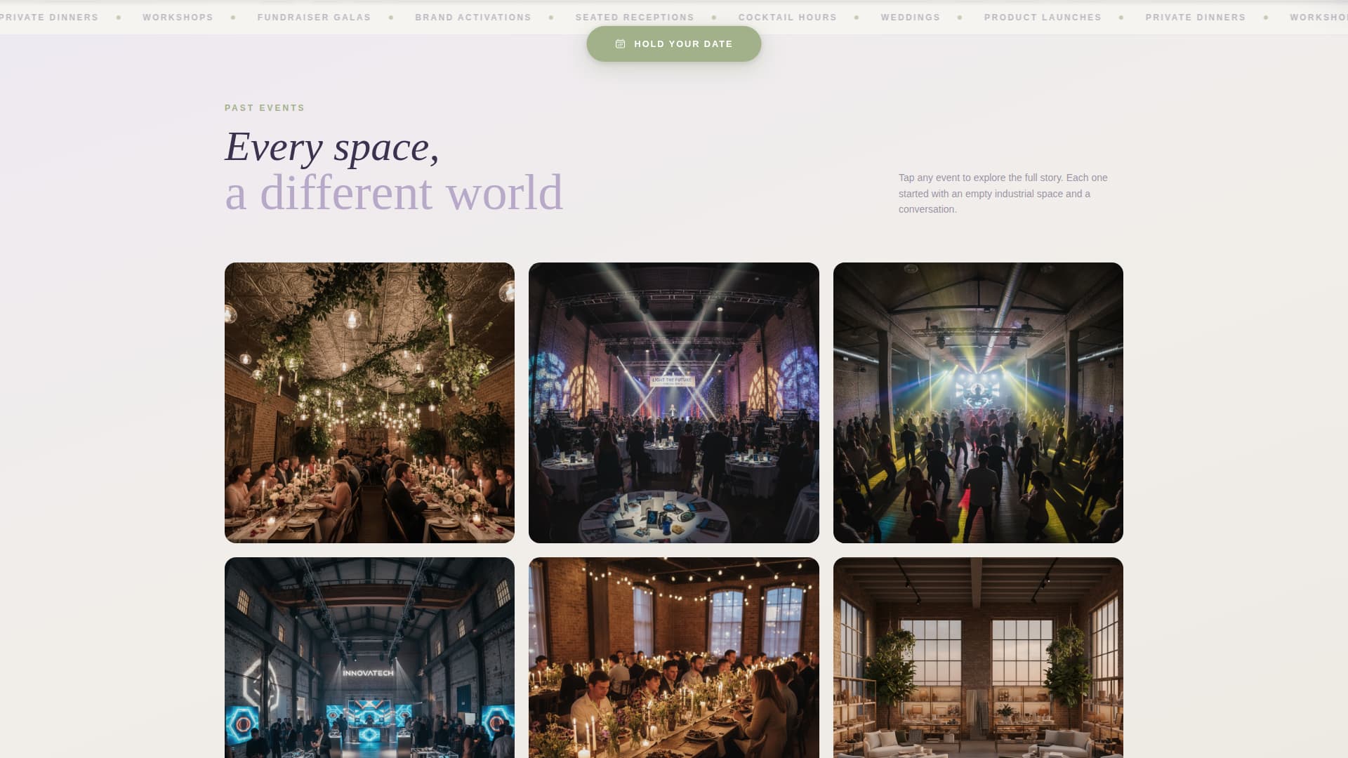 Gather - Enchanting Industrial Venue Landing Page Template