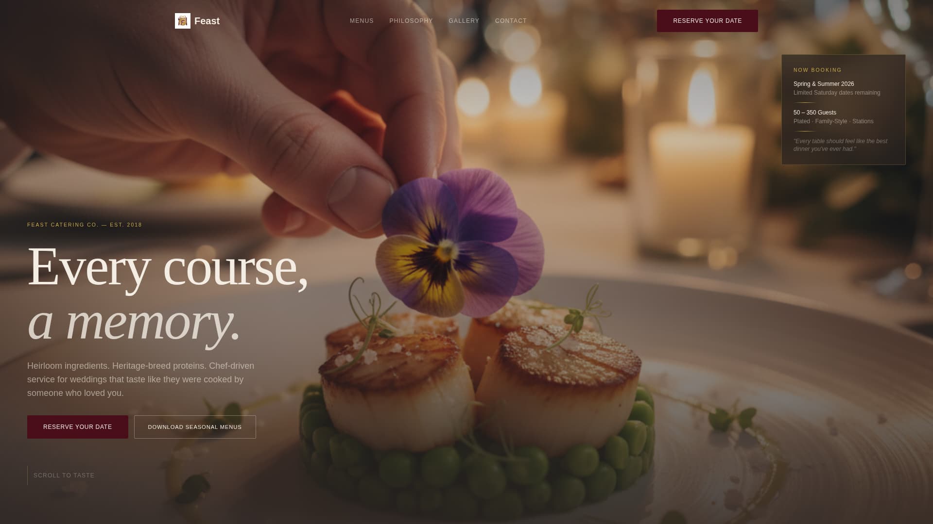 Feast - Artisan Caterer Landing Page Template