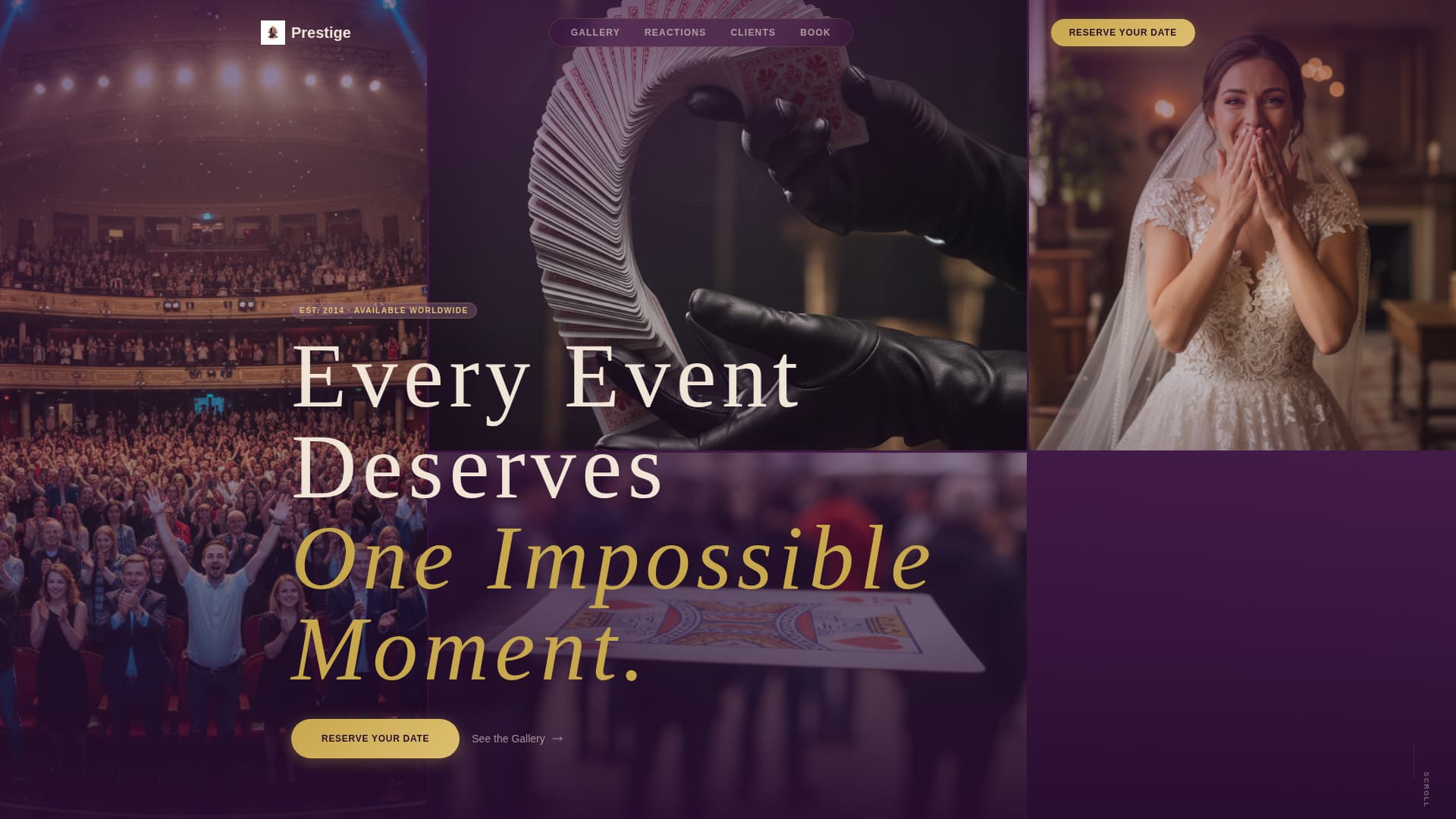 Prestige - Elegant Magician Landing Page Template