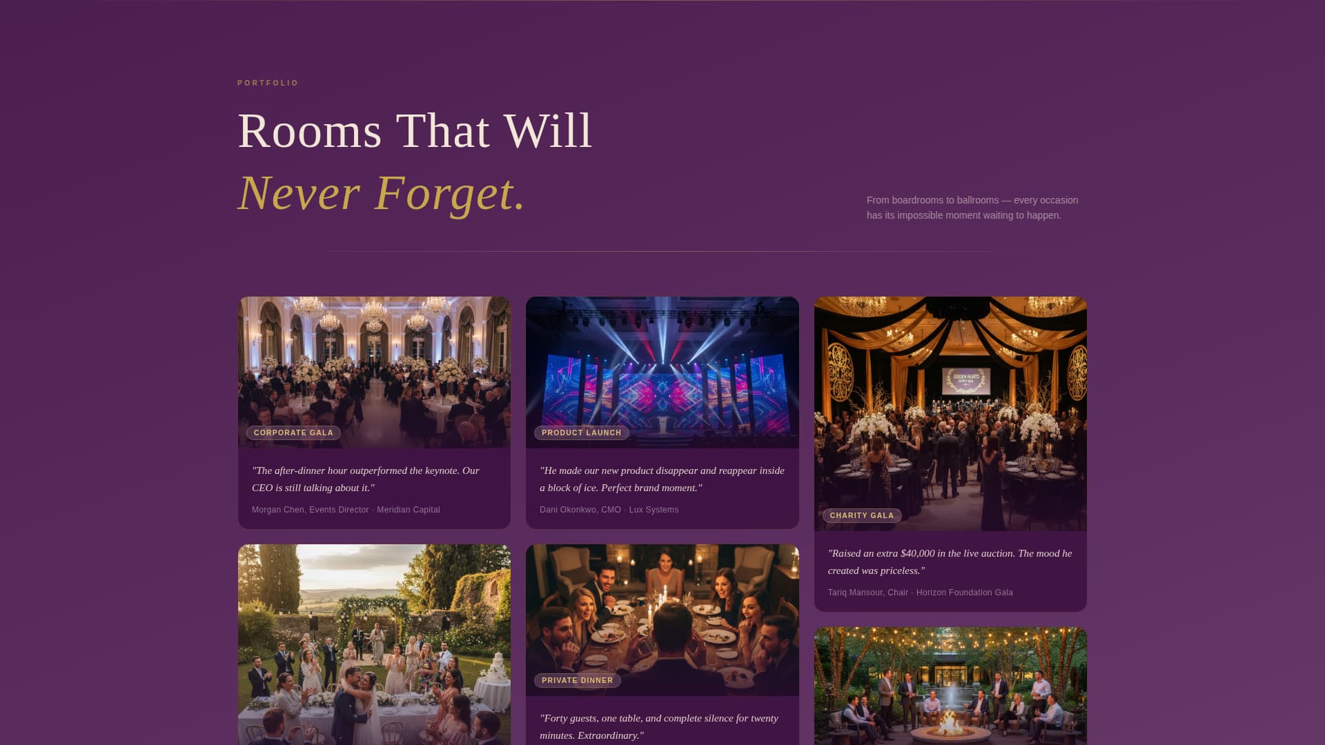 Prestige - Elegant Magician Landing Page Template