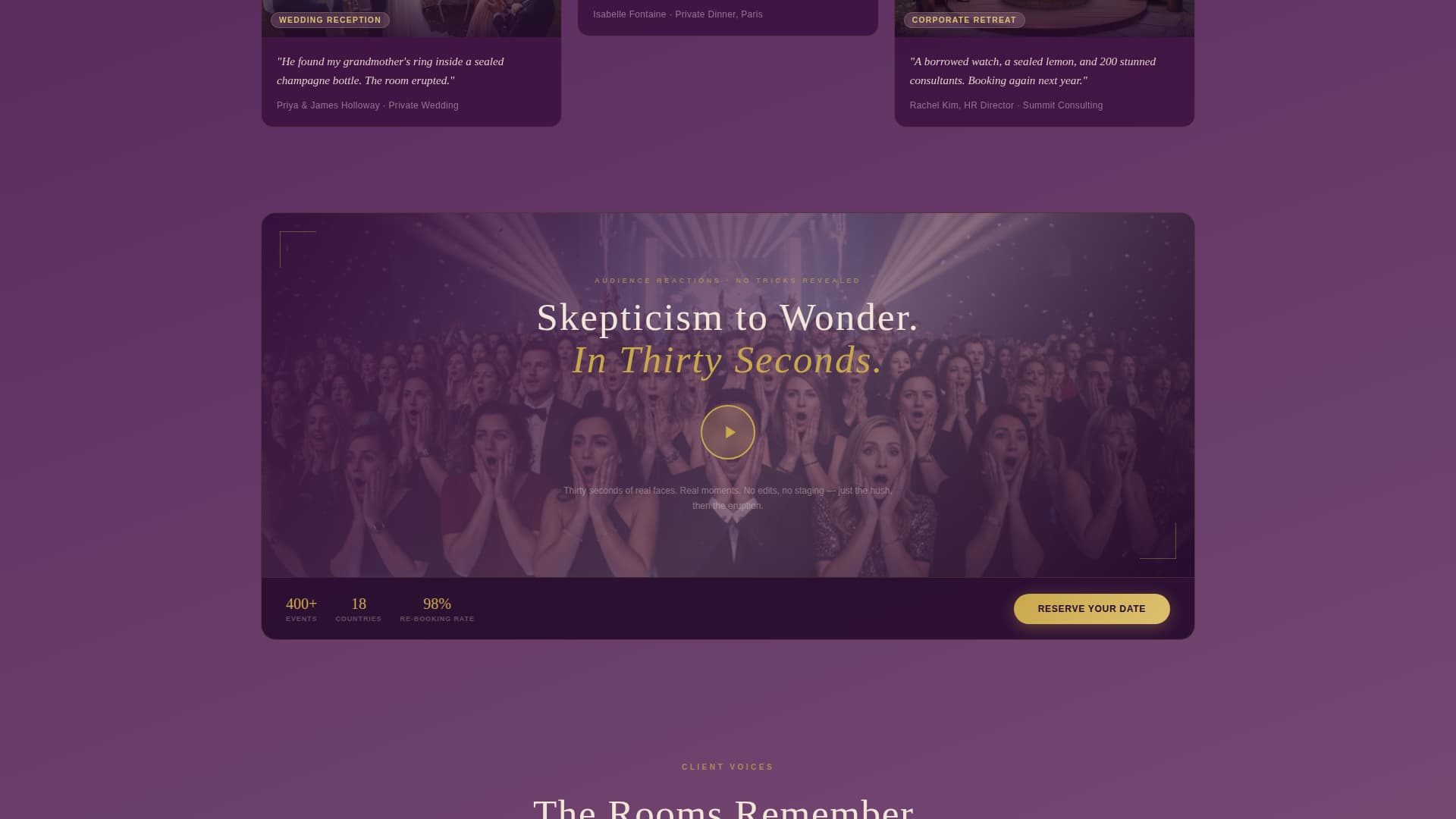 Prestige - Elegant Magician Landing Page Template