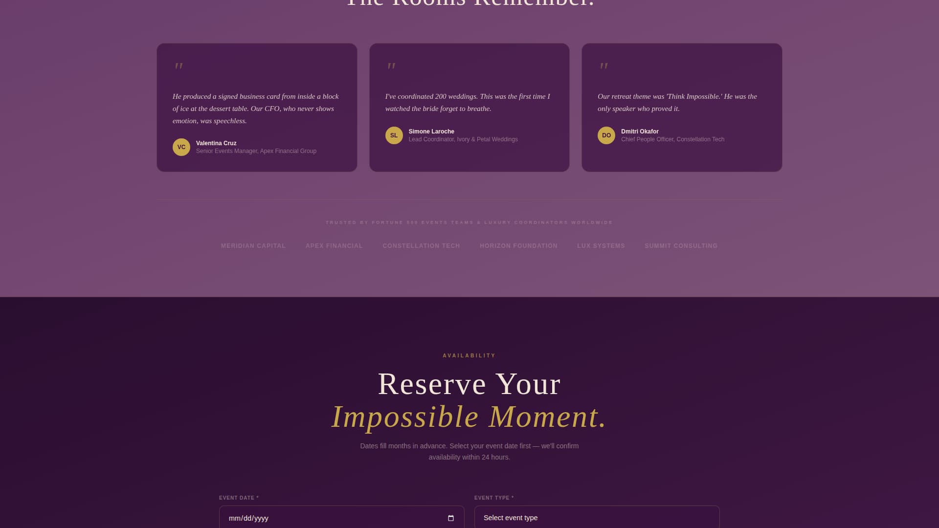 Prestige - Elegant Magician Landing Page Template