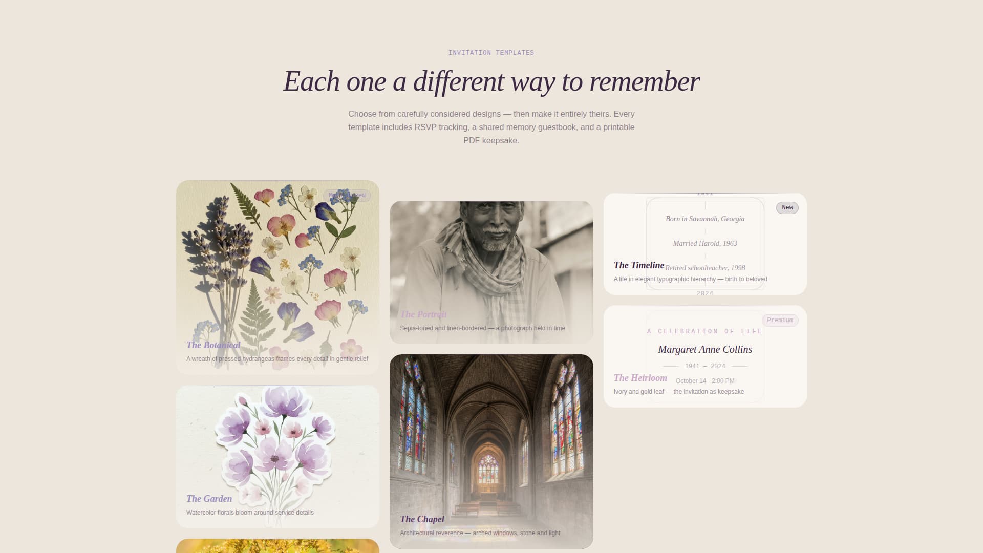 Remembrance — Memorial Tribute Landing Page Template