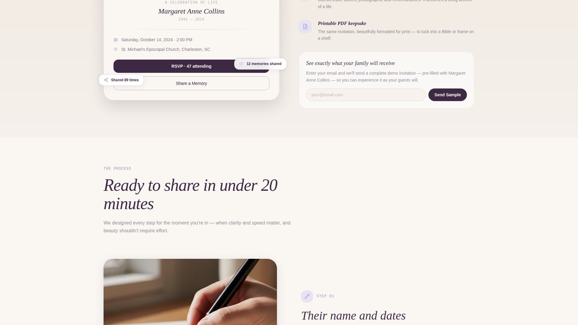 Remembrance — Memorial Tribute Landing Page Template