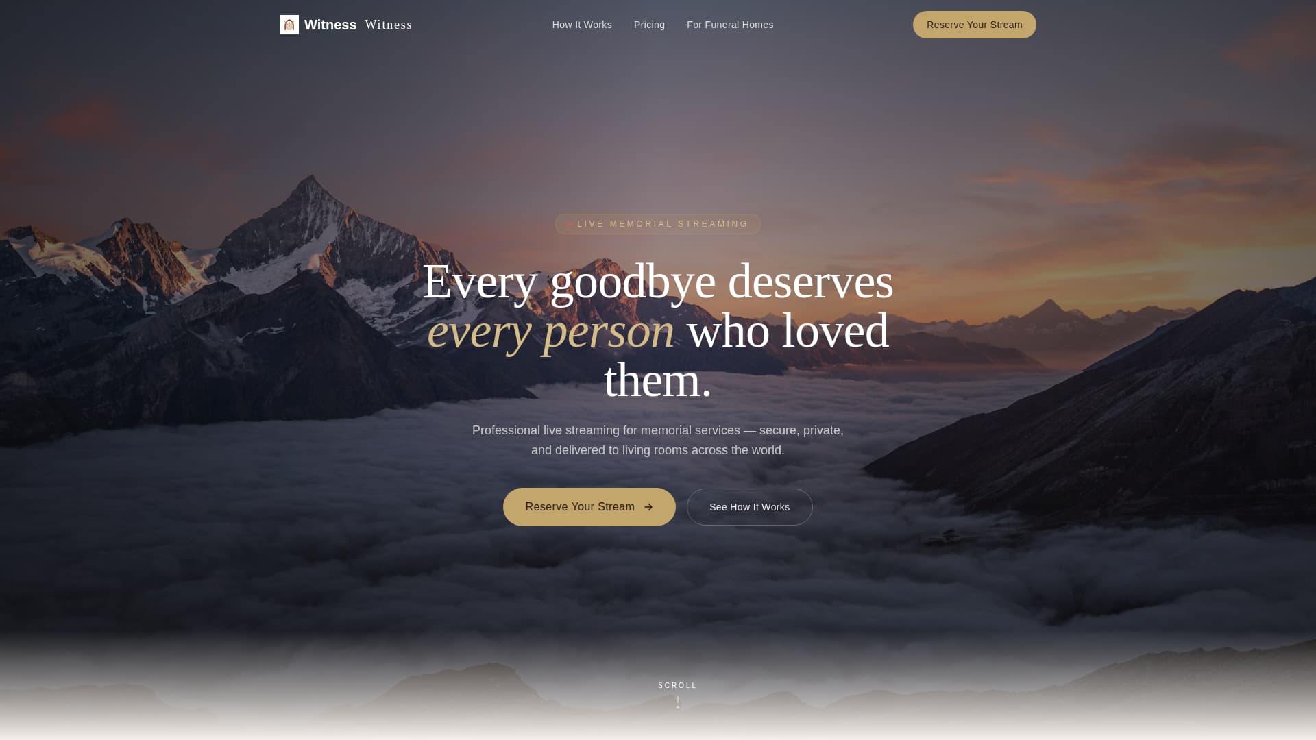 Witness - Heartfelt Memorial Landing Page Template
