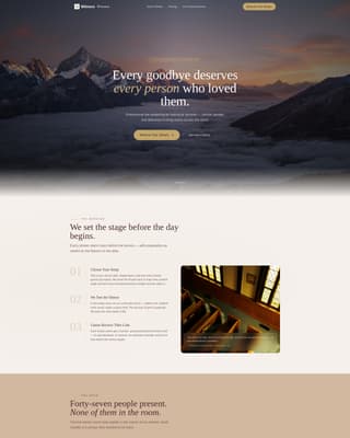 Memorial Event Advanced Booking Website Template