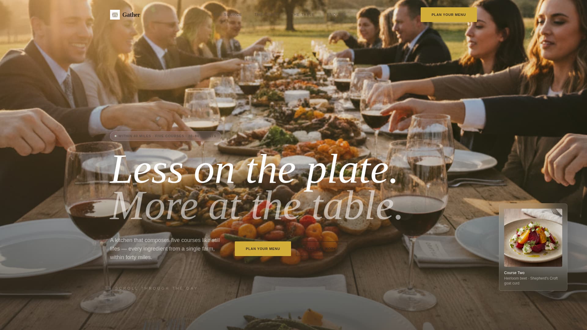 Gather - Intimate Wedding Caterer Landing Page Template