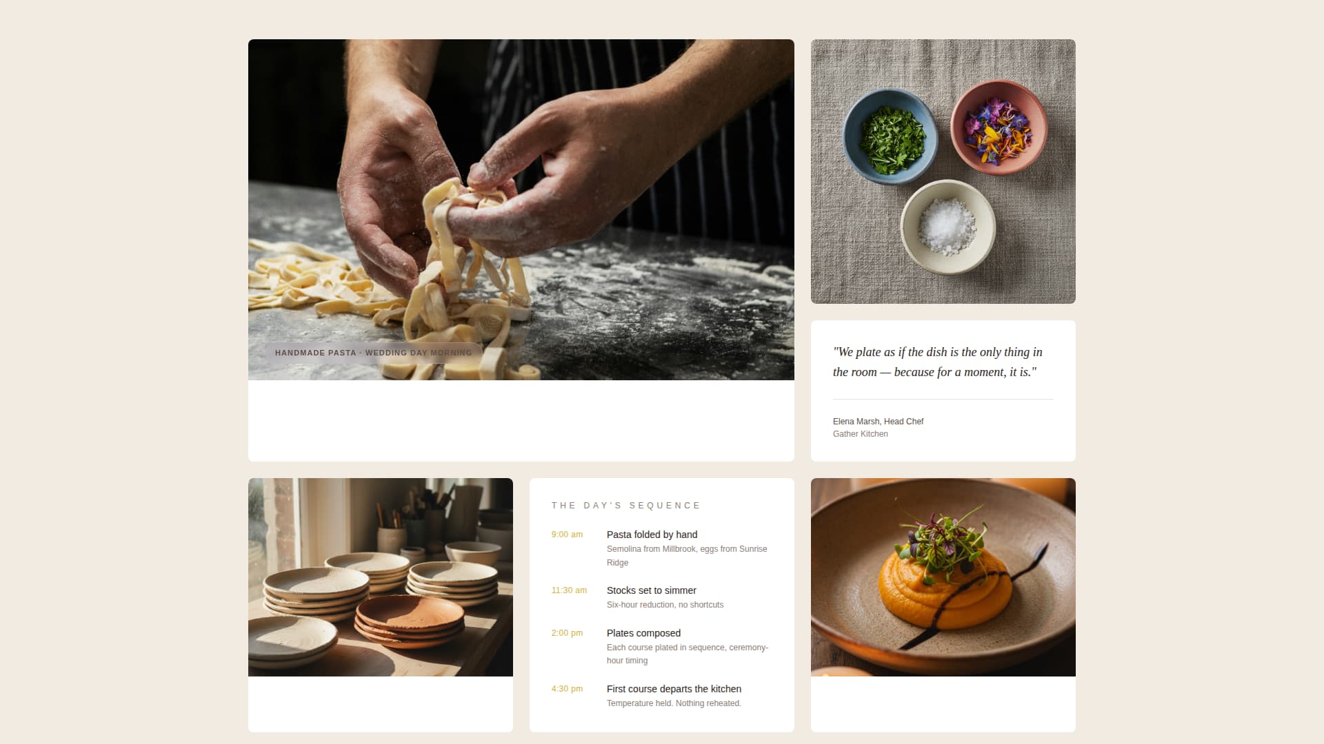 Gather - Intimate Wedding Caterer Landing Page Template