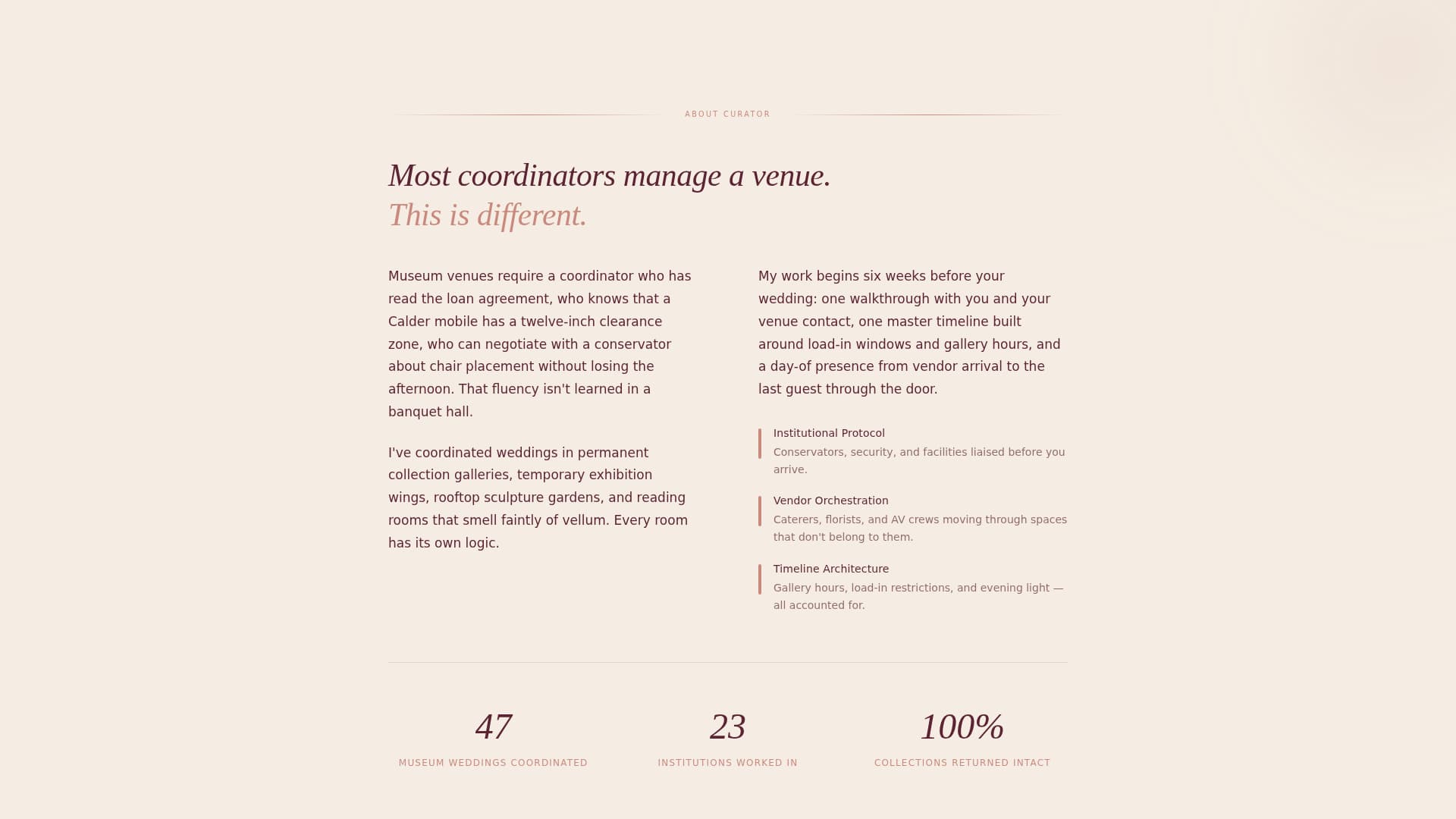 Curator - Elegant Museum Landing Page Template