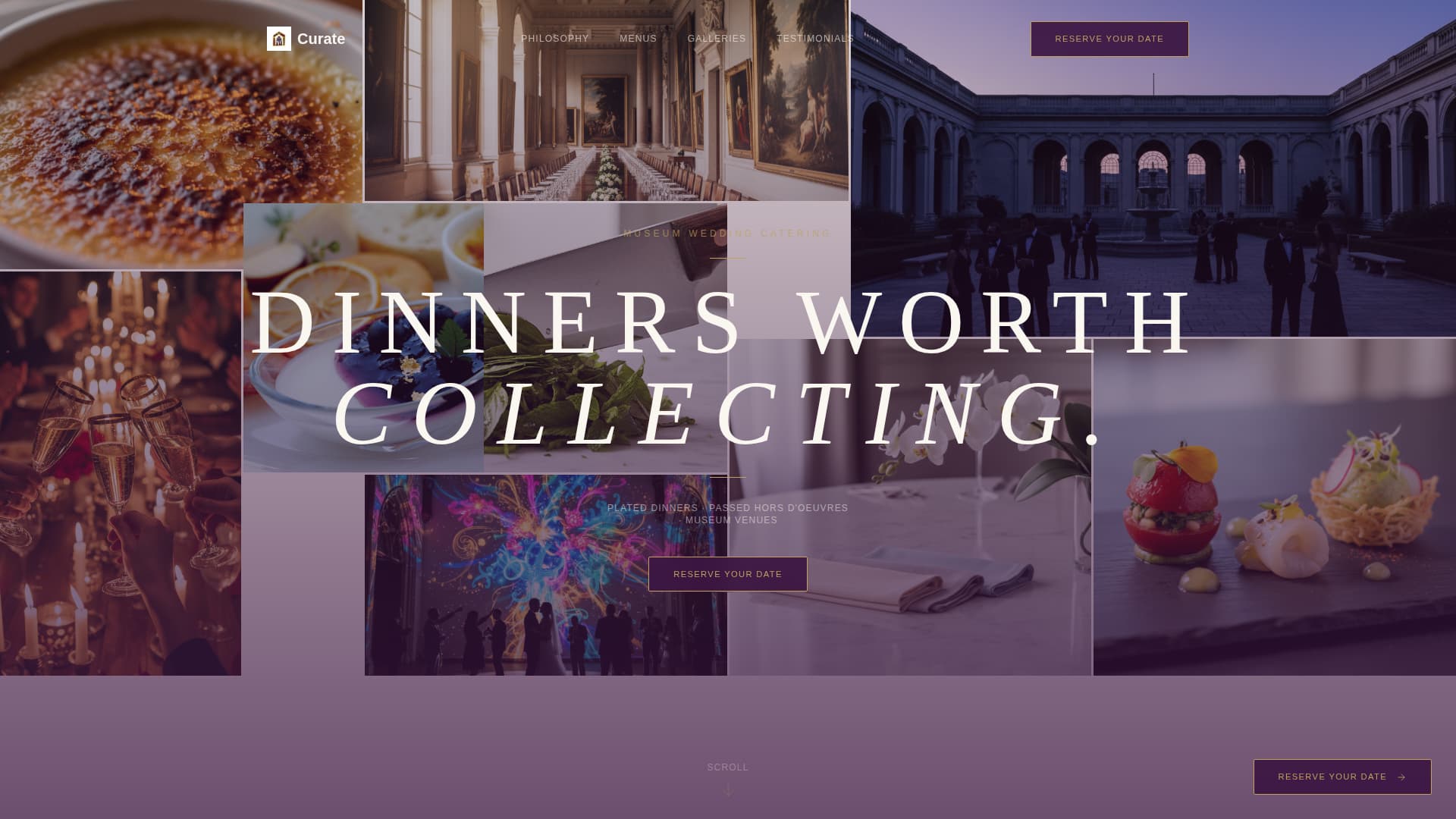 Curate - Luxe Museum Catering Landing Page Template