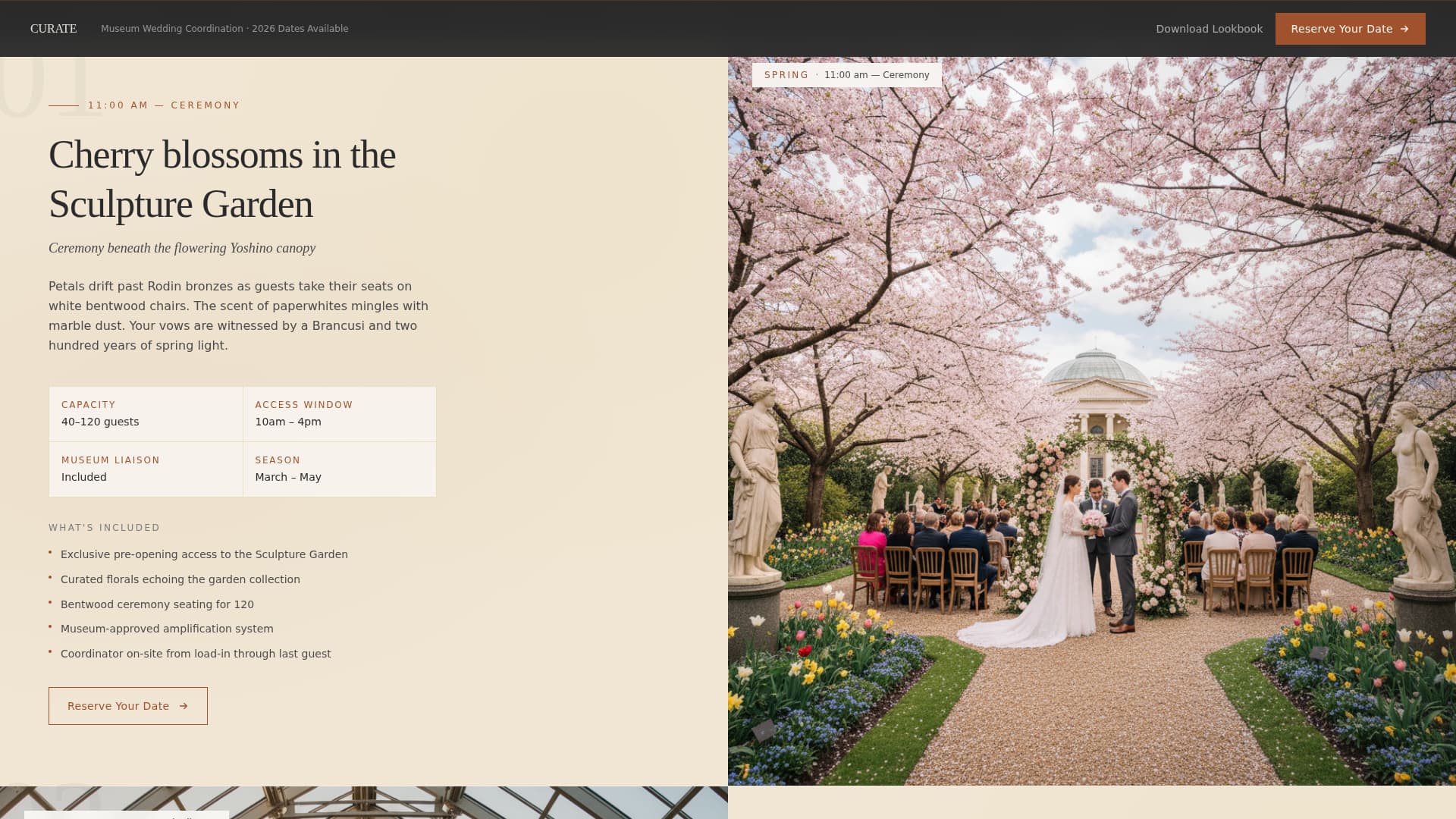 Curate - Luxe Museum Wedding Landing Page Template