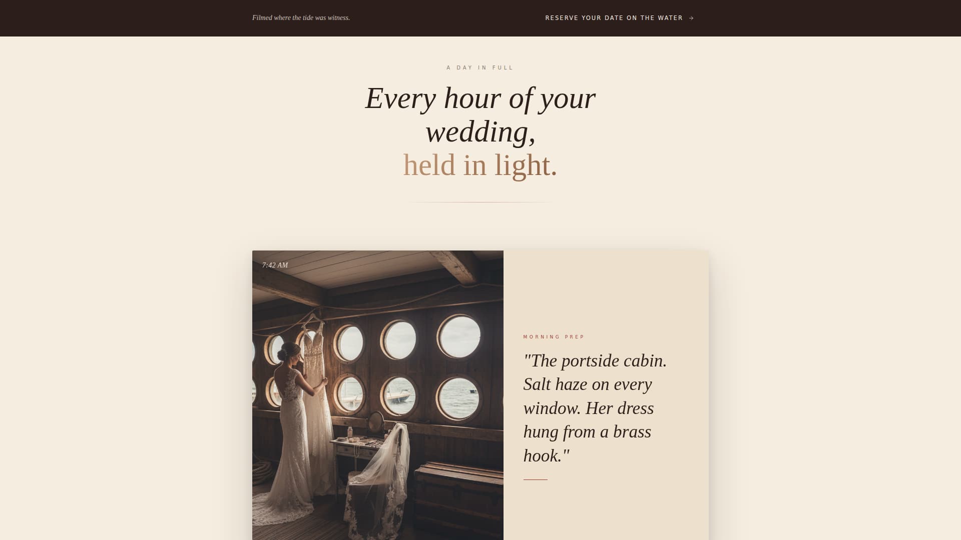 Helm - Cinematic Nautical Wedding Landing Page Template