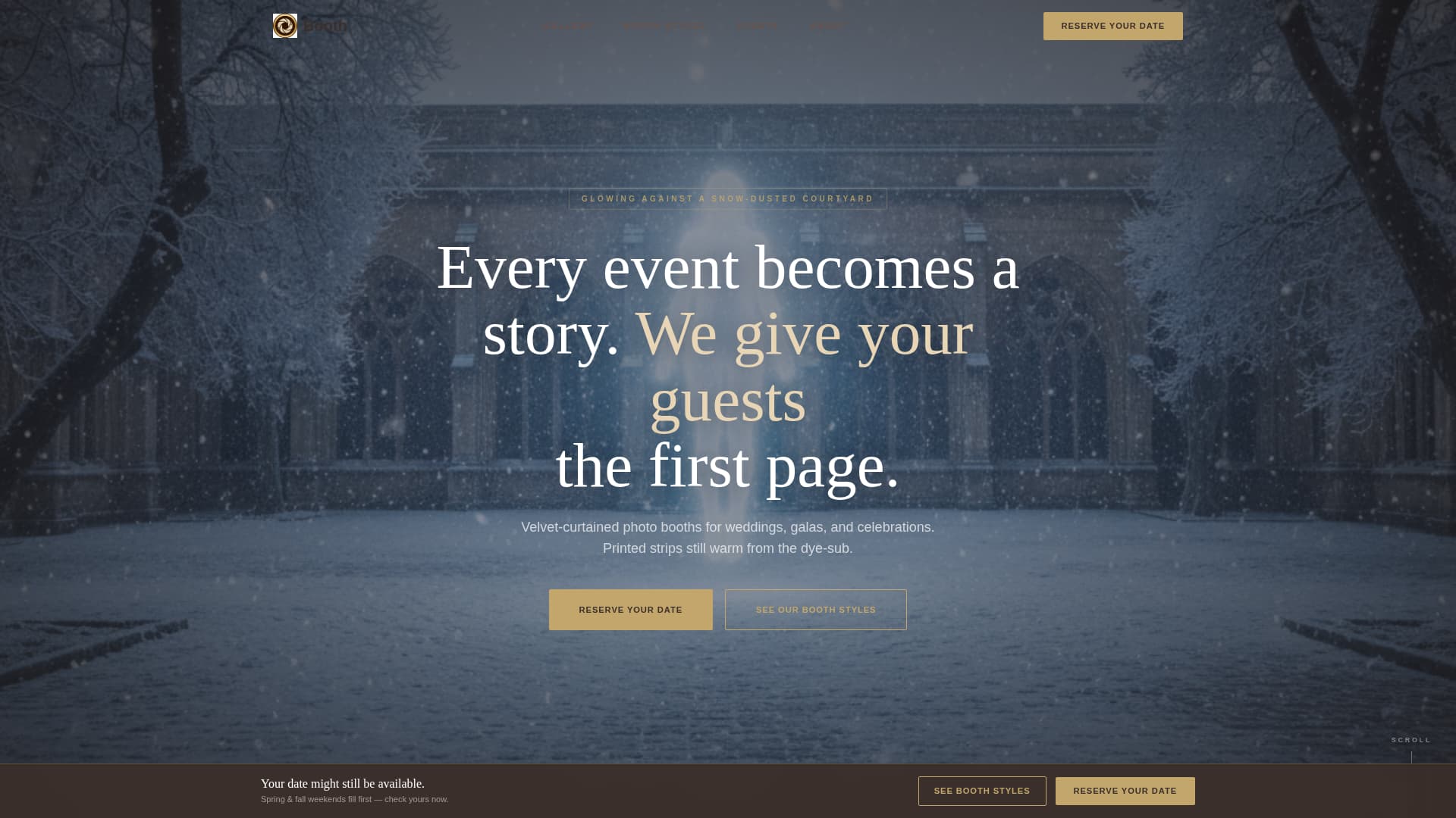 Booth - Timeless Photo Booth Landing Page Template