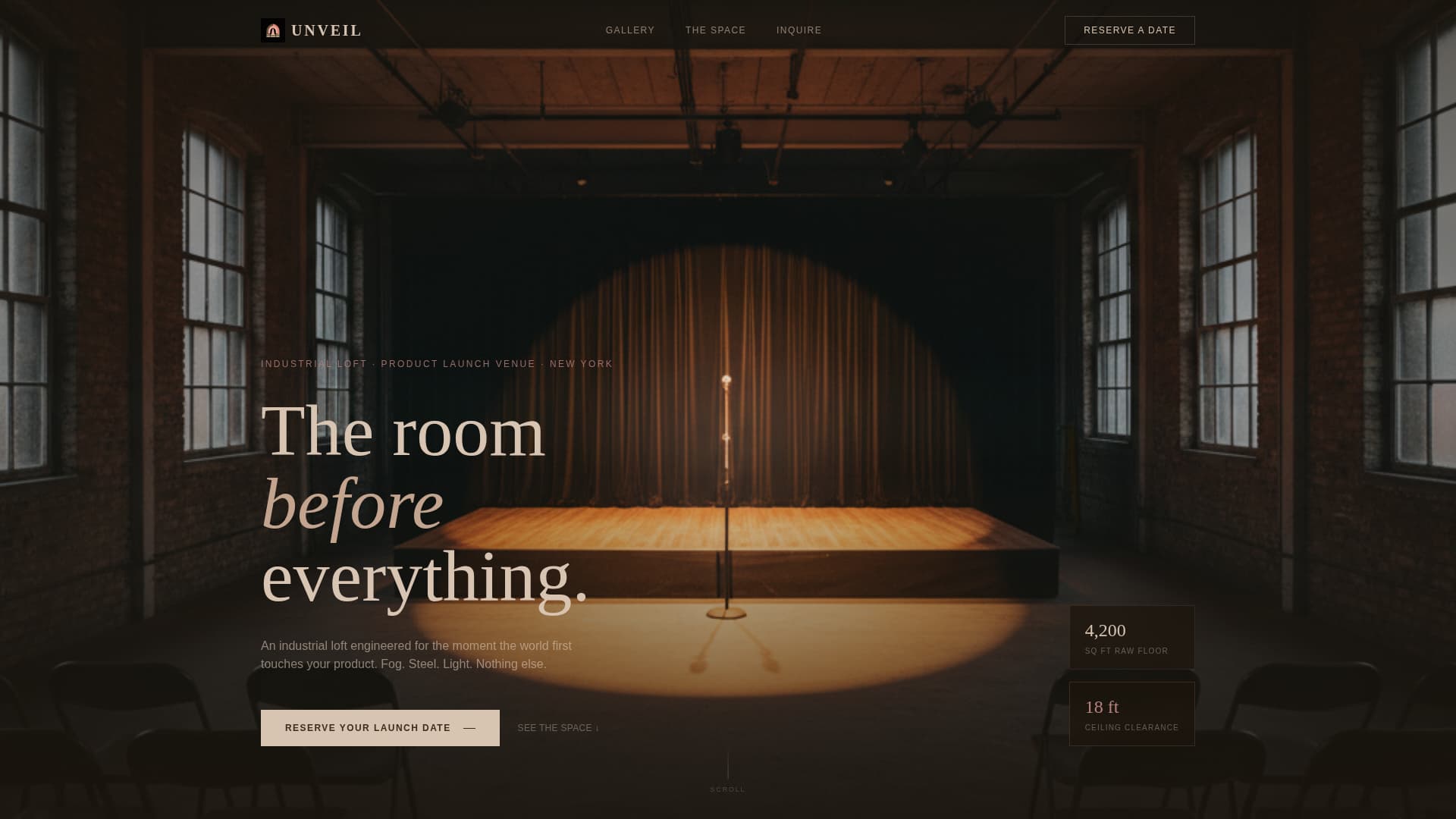 Unveil - Atmospheric Productlaunch Landing Page Template