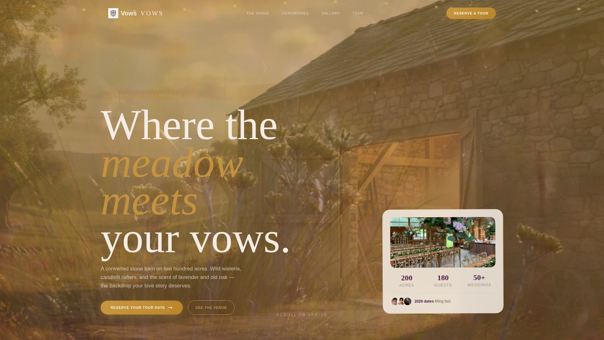 Vows - Enchanting Venue Landing Page Template