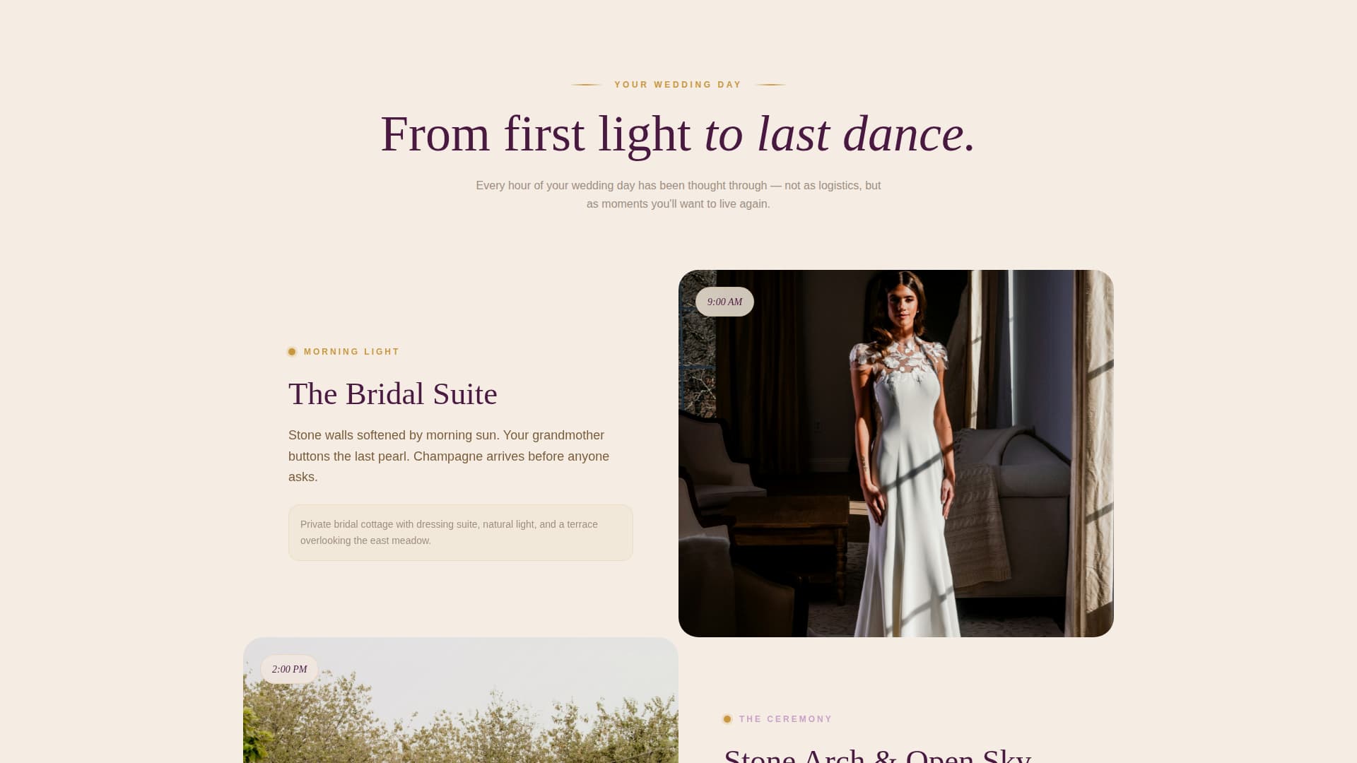 Vows - Enchanting Venue Landing Page Template
