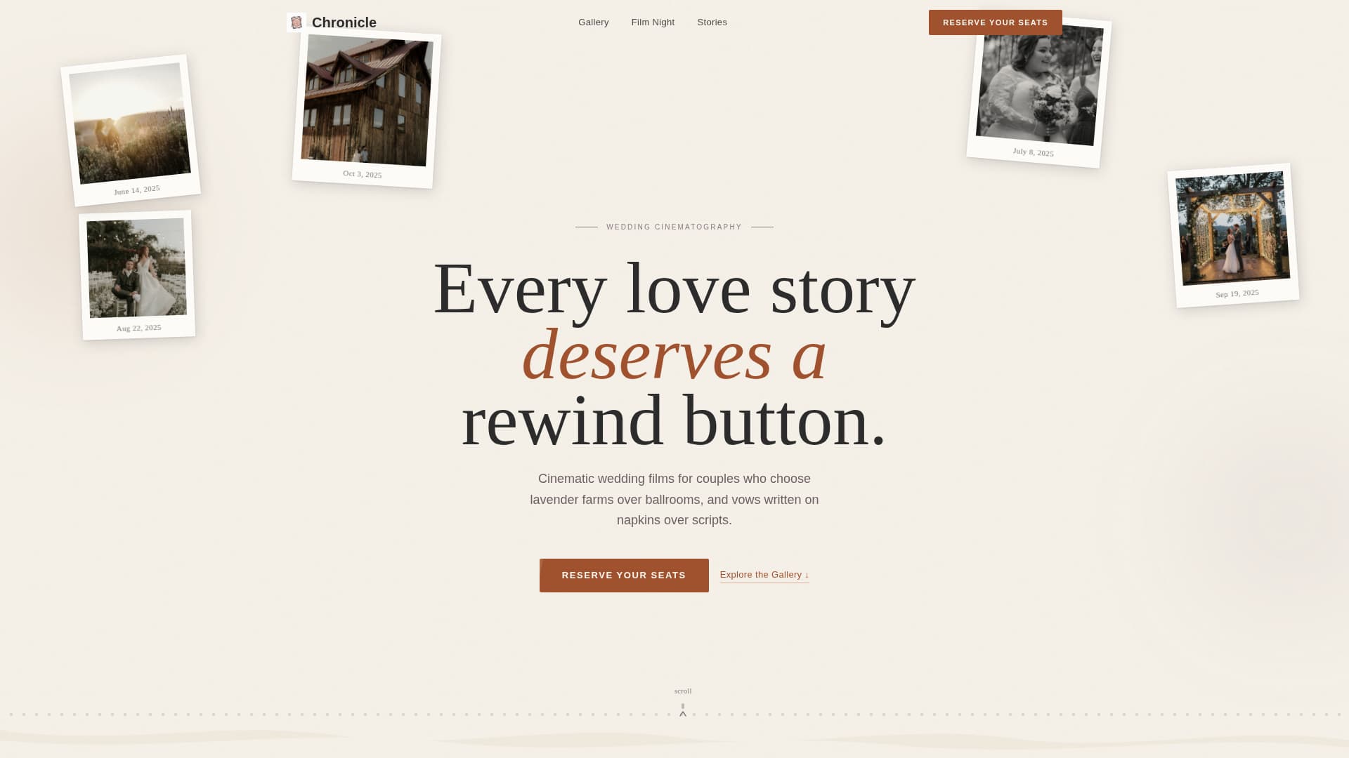Chronicle - Heartfelt Videographer Landing Page Template