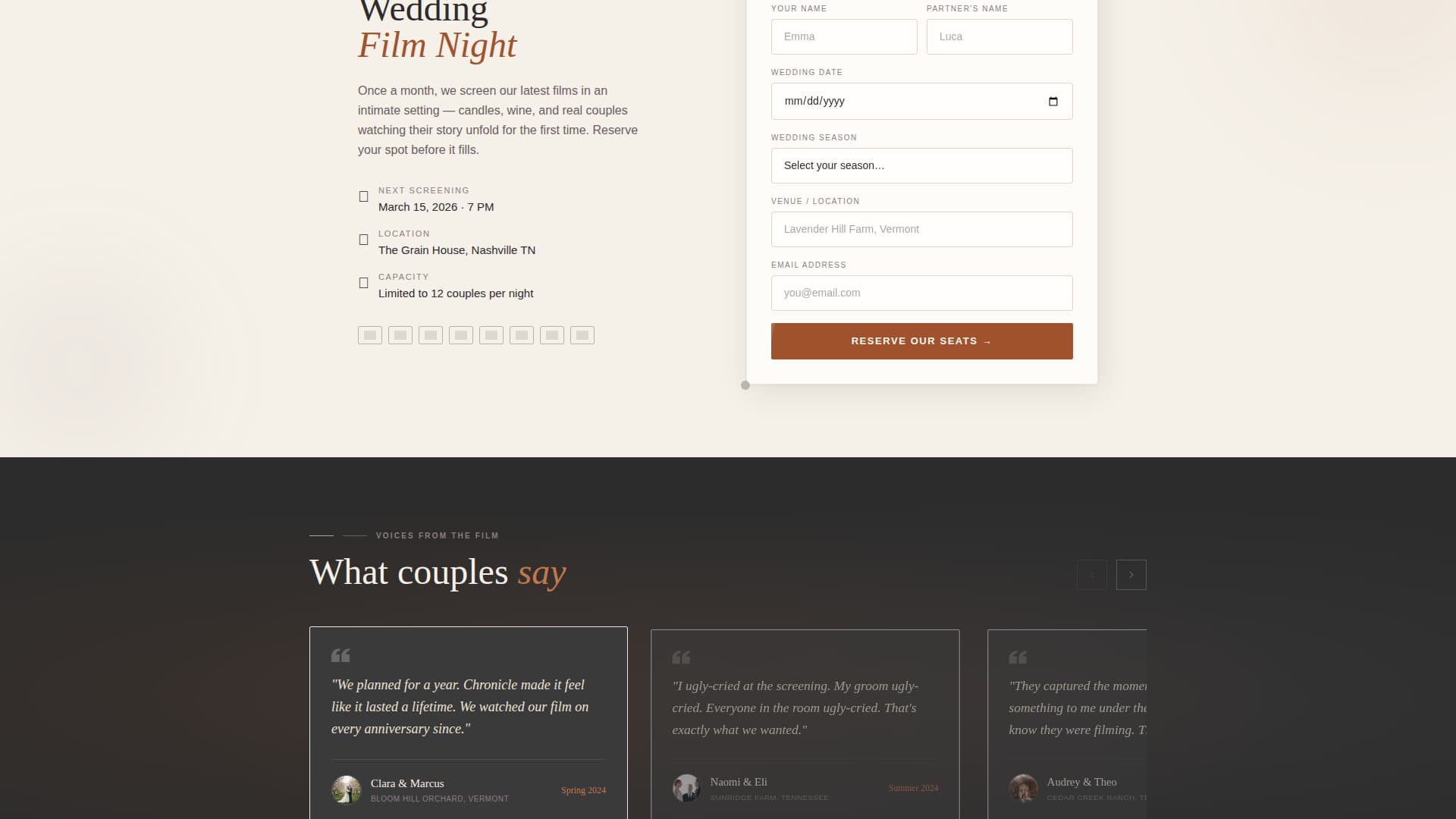 Chronicle - Heartfelt Videographer Landing Page Template